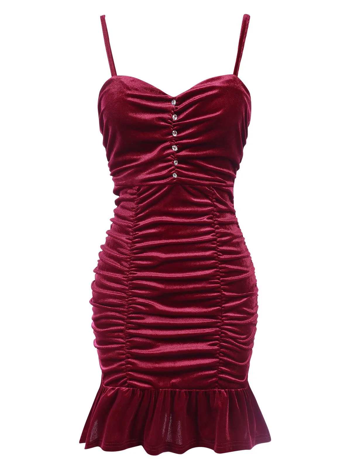 Wine Red 1930s Ruffled Hem Pleated Dress sold by Retro Stage