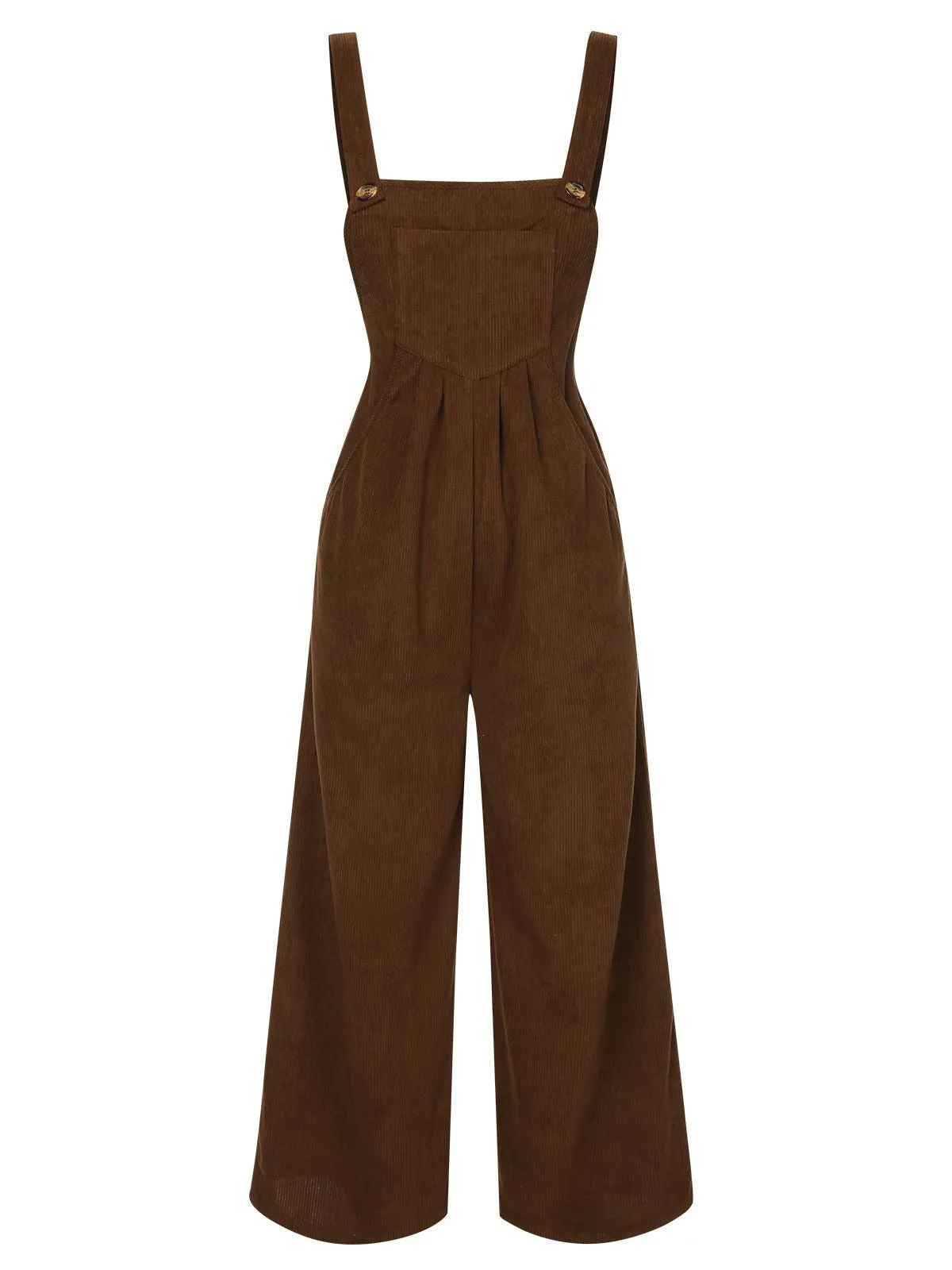 Brown 1930s Solid Corduroy Bib Jumpsuit sold by Retro Stage