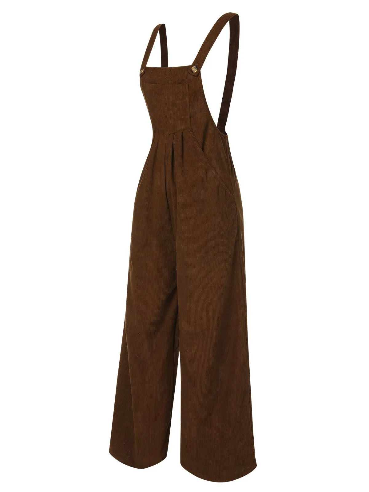 Brown 1930s Solid Corduroy Bib Jumpsuit sold by Retro Stage product image thumbnail 3