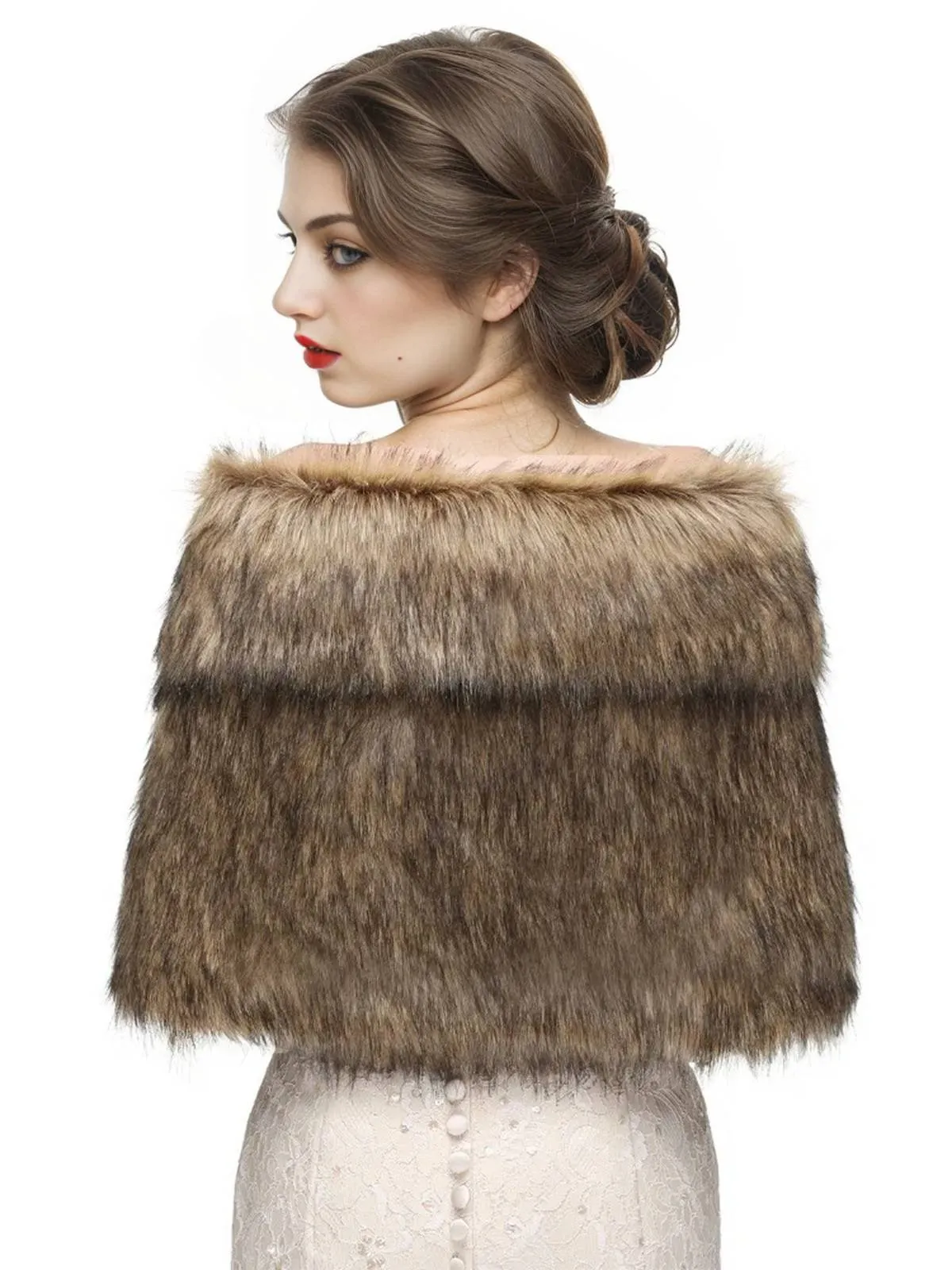 Vintage Brown Faux Fur Wraps Shawls sold by Retro Stage product image thumbnail 5