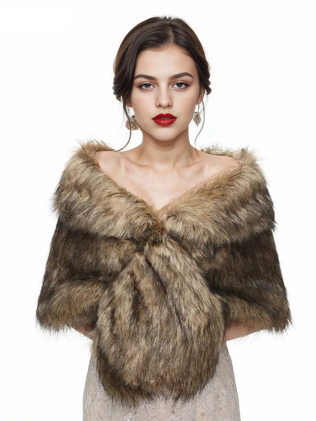 Vintage Brown Faux Fur Wraps Shawls sold by Retro Stage