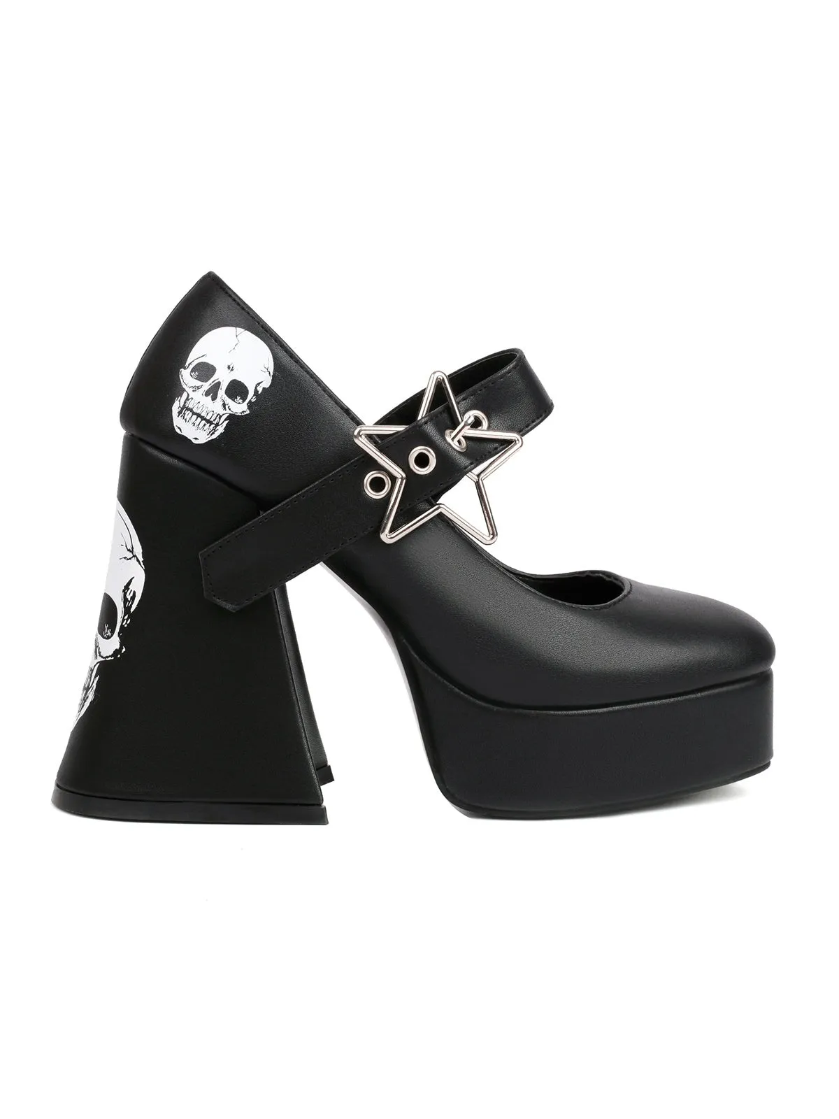 Black Skull Buckle Strap Platform Chunky Shoes sold by Retro Stage product image thumbnail 3