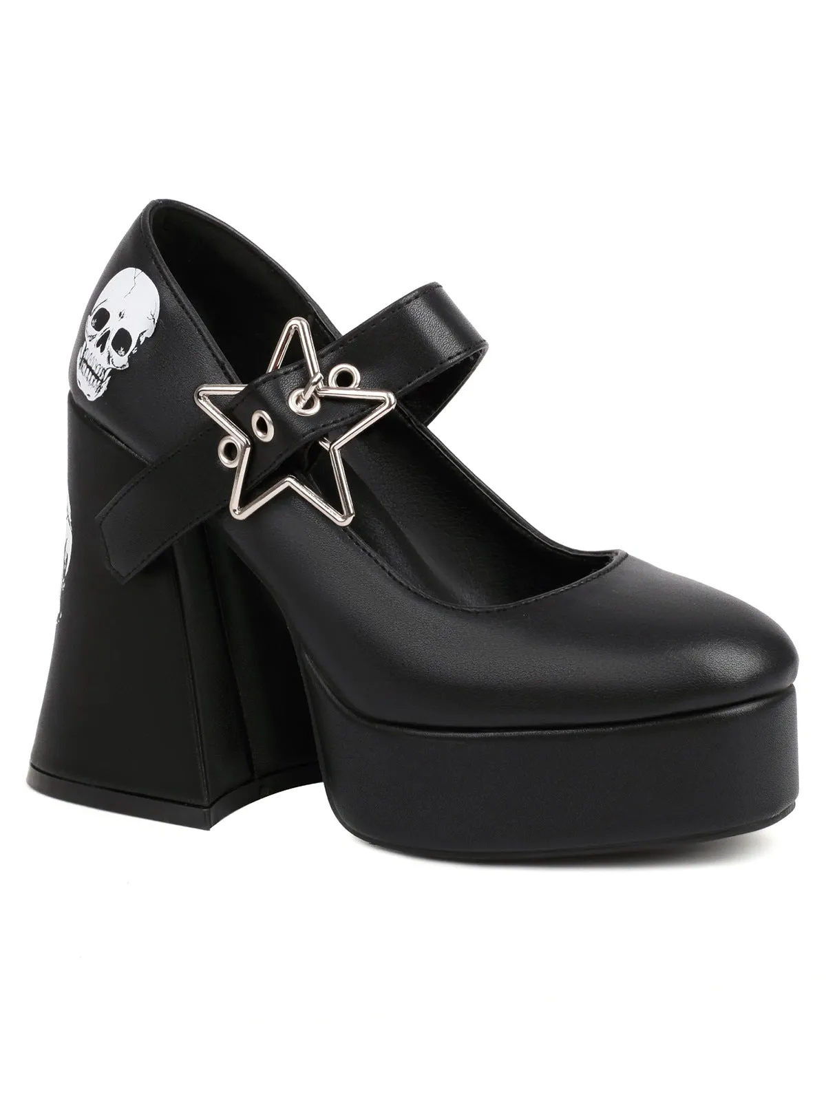 Black Skull Buckle Strap Platform Chunky Shoes sold by Retro Stage product image thumbnail 2