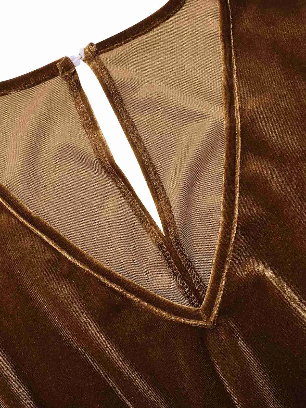 Dark Brown 1930s Solid V-Neck Velvet Jumpsuit sold by Retro Stage product image thumbnail 4