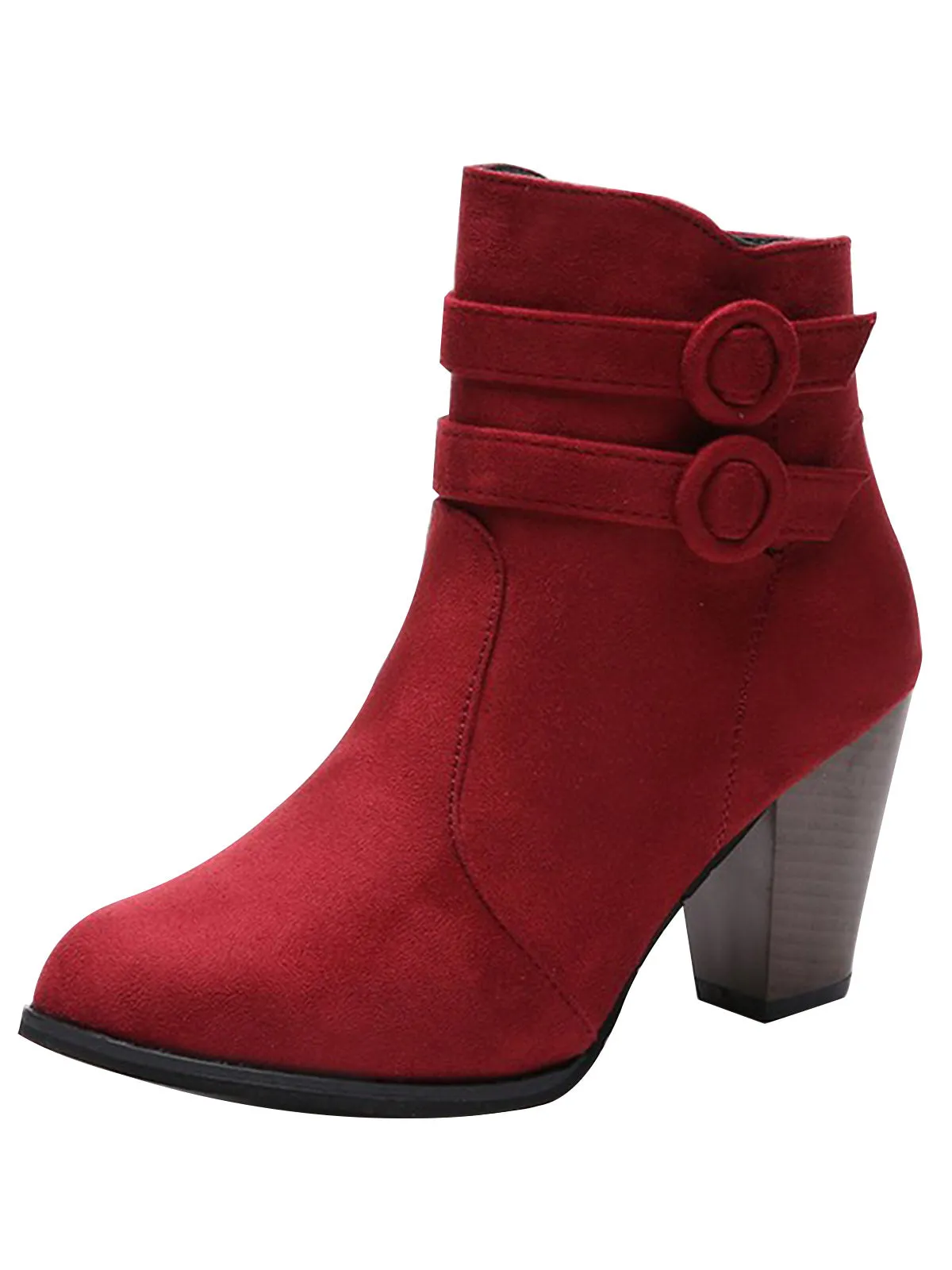 Wine Red Vintage Flannelette High Heel Boots sold by Retro Stage