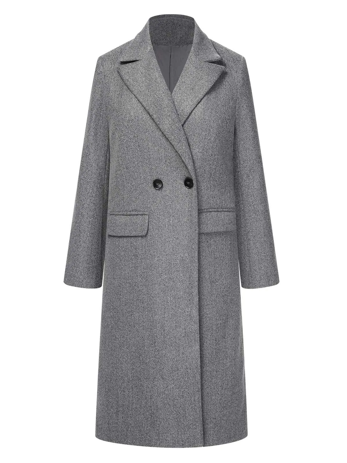 Gray 1960s Over Knee Lapel Coat sold by Retro Stage