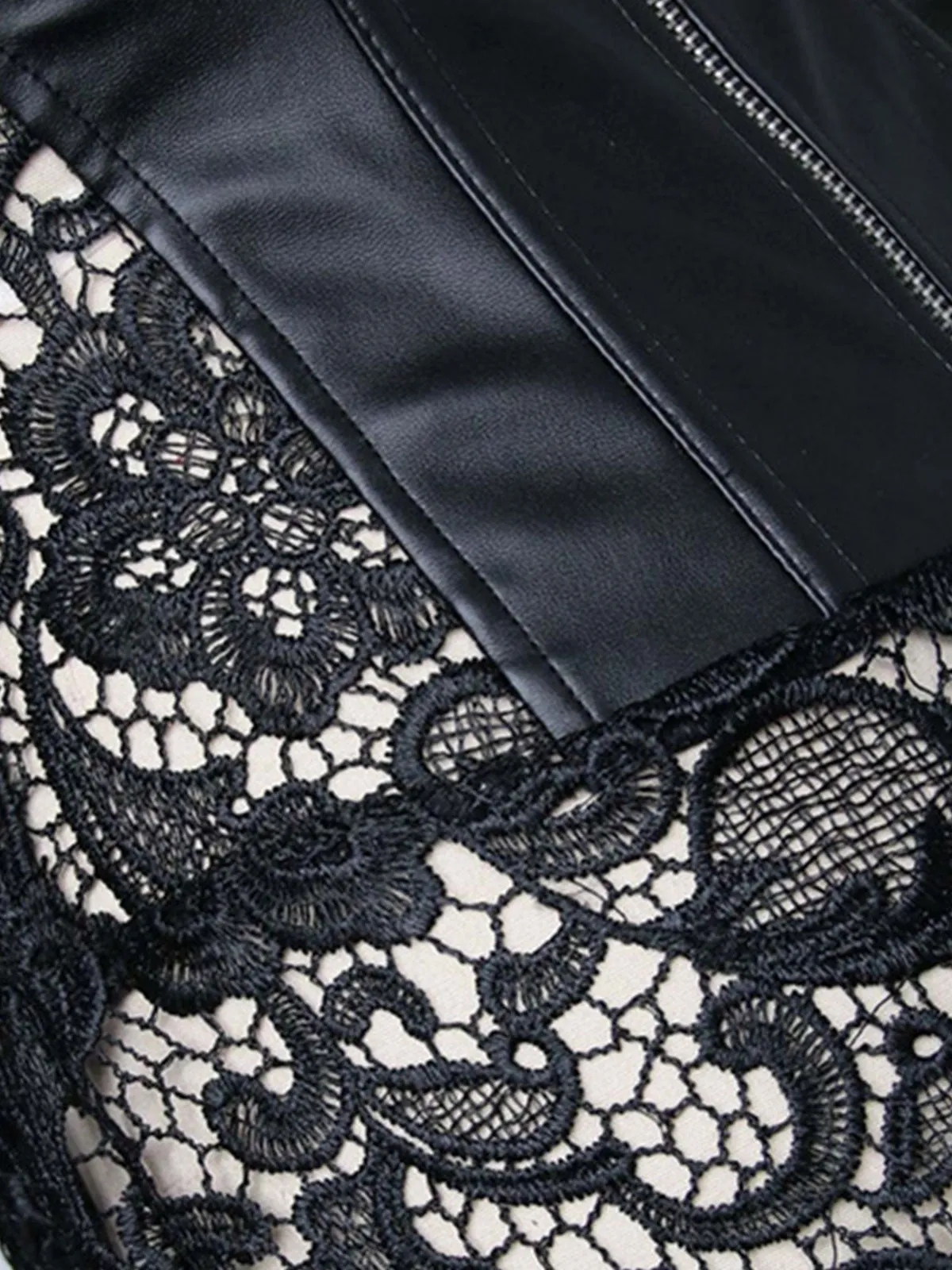 Black Steampunk Leather Gothic Lace Corset sold by Retro Stage product image thumbnail 5