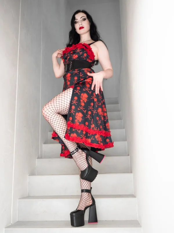 Black 1950s Skull Lace Strap Dress sold by Retro Stage