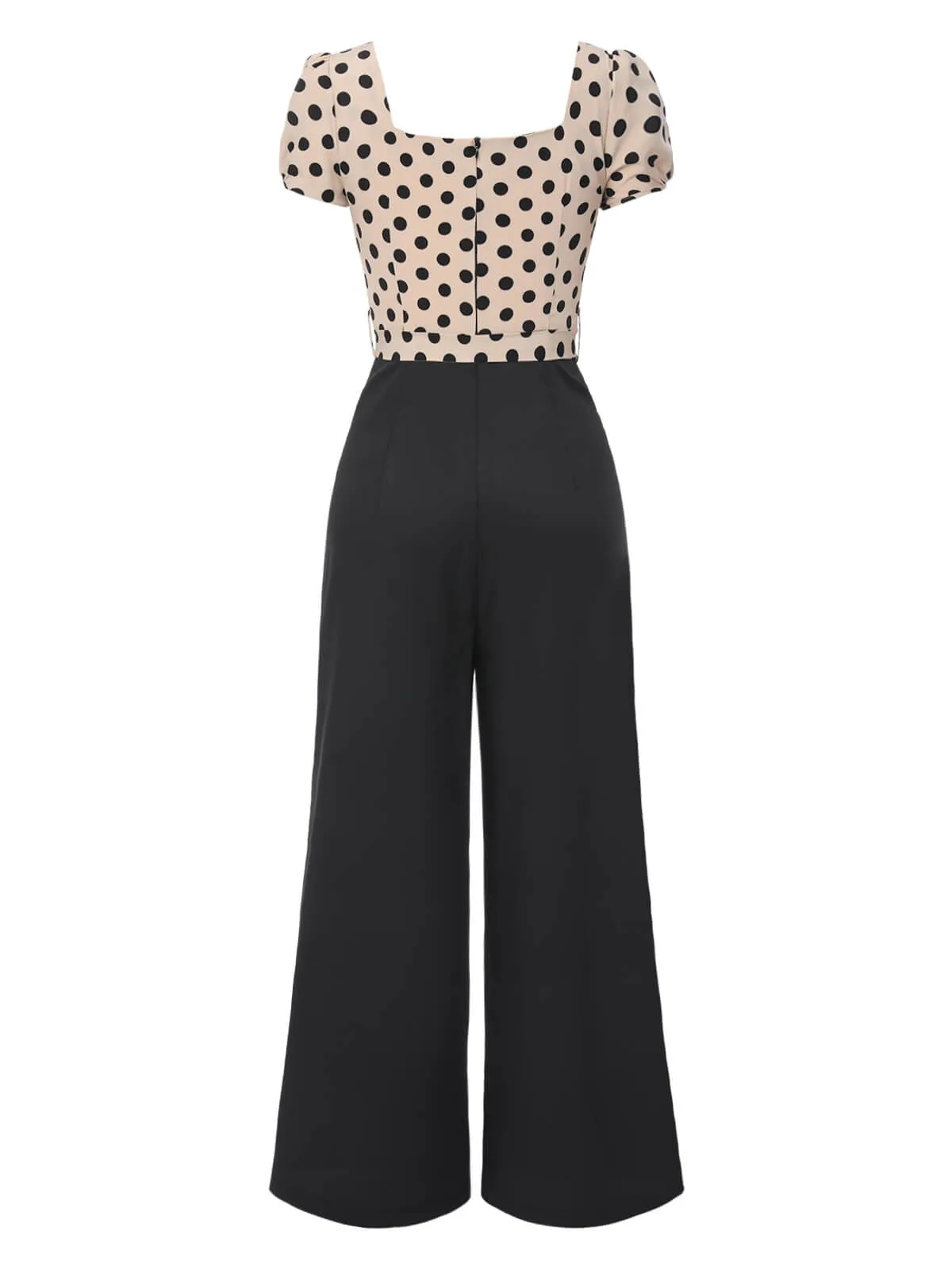 Beige 1930s Polka Dots Sweetheart Neck Jumpsuit sold by Retro Stage product image thumbnail 5