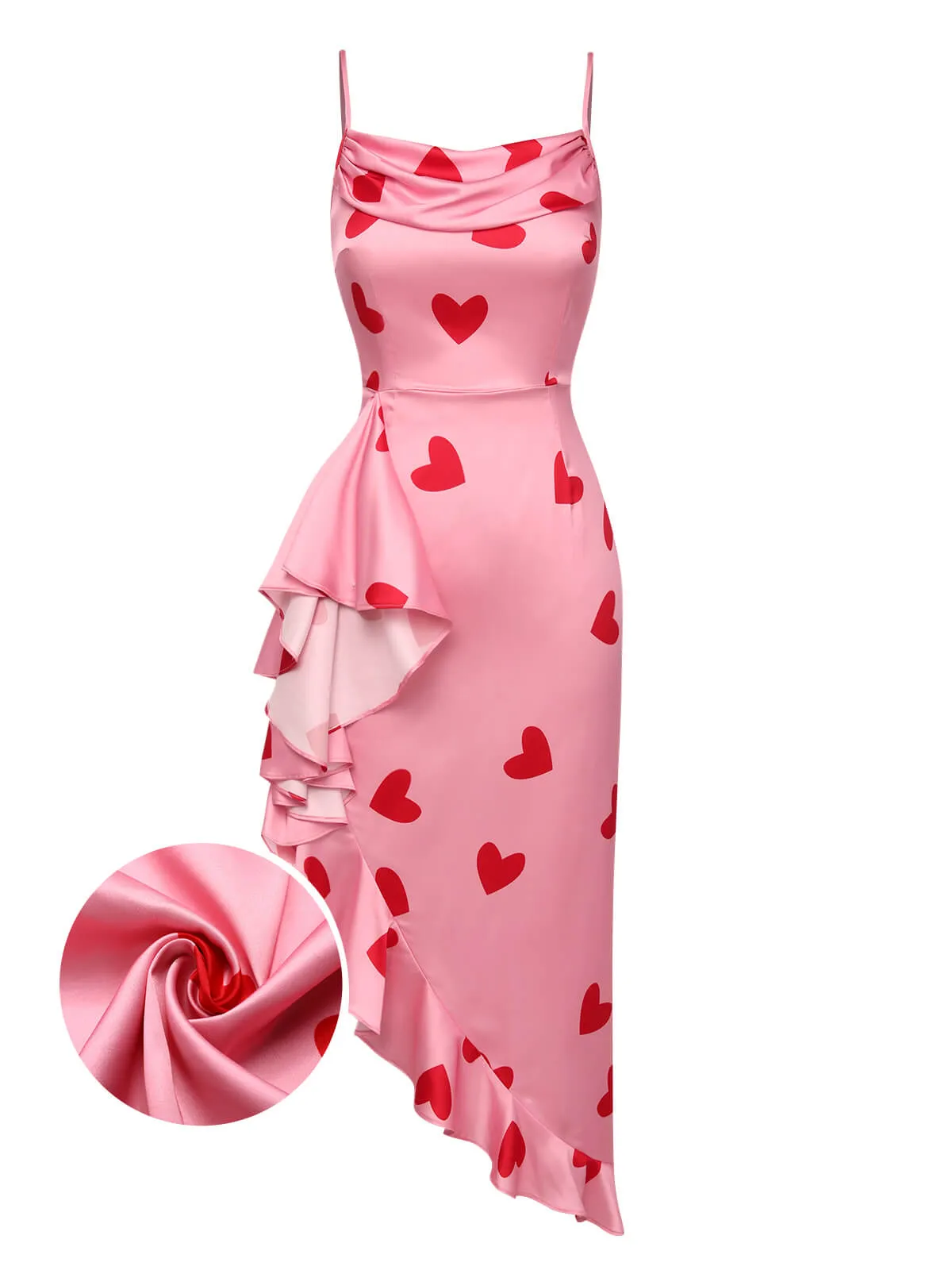 Pink 1960s Heart Cowl Collar Sling Dress sold by Retro Stage product image thumbnail 2