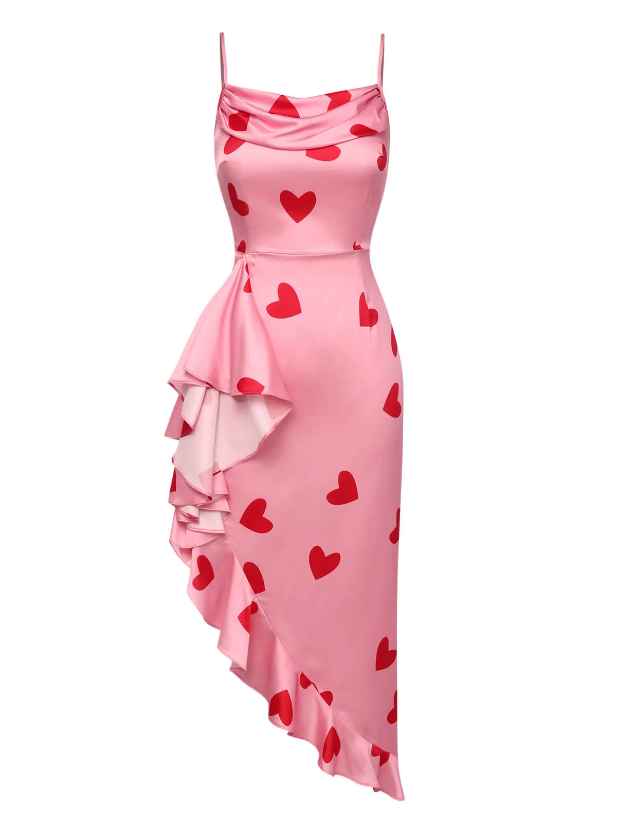 Pink 1960s Heart Cowl Collar Sling Dress sold by Retro Stage product image thumbnail 3