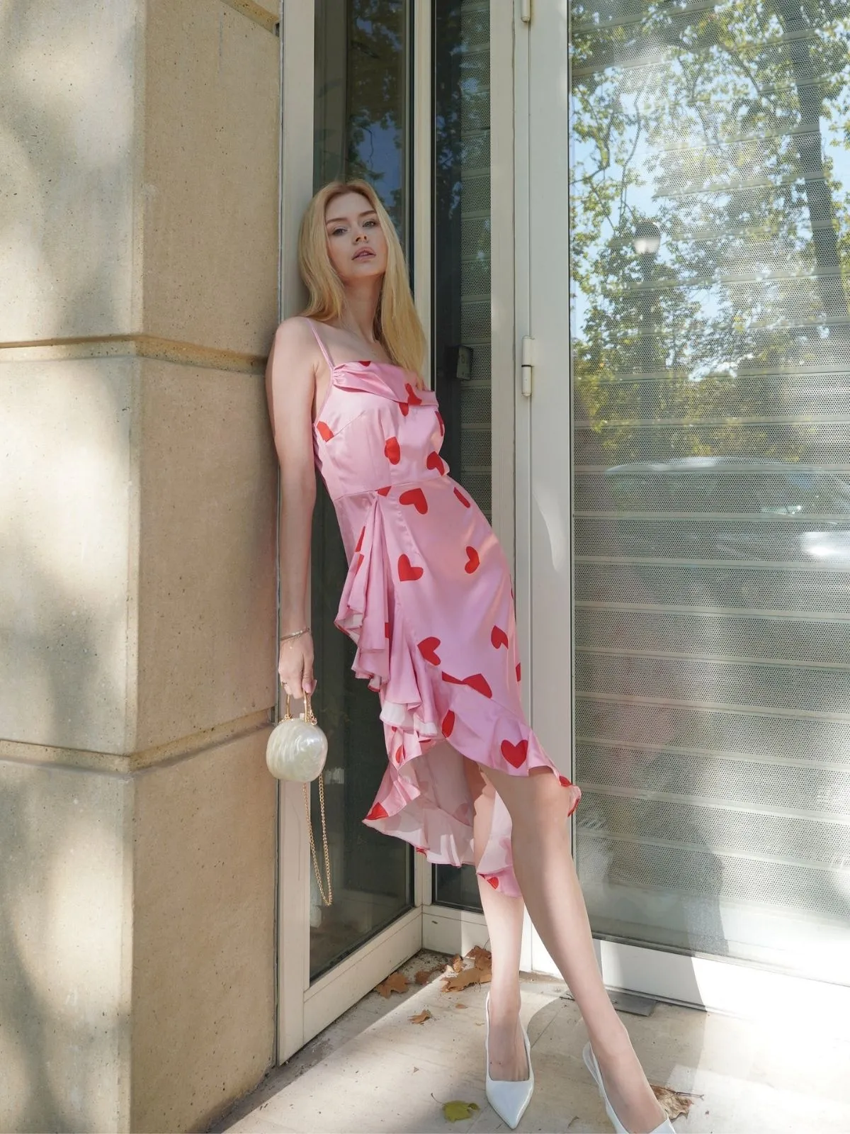 Pink 1960s Heart Cowl Collar Sling Dress sold by Retro Stage