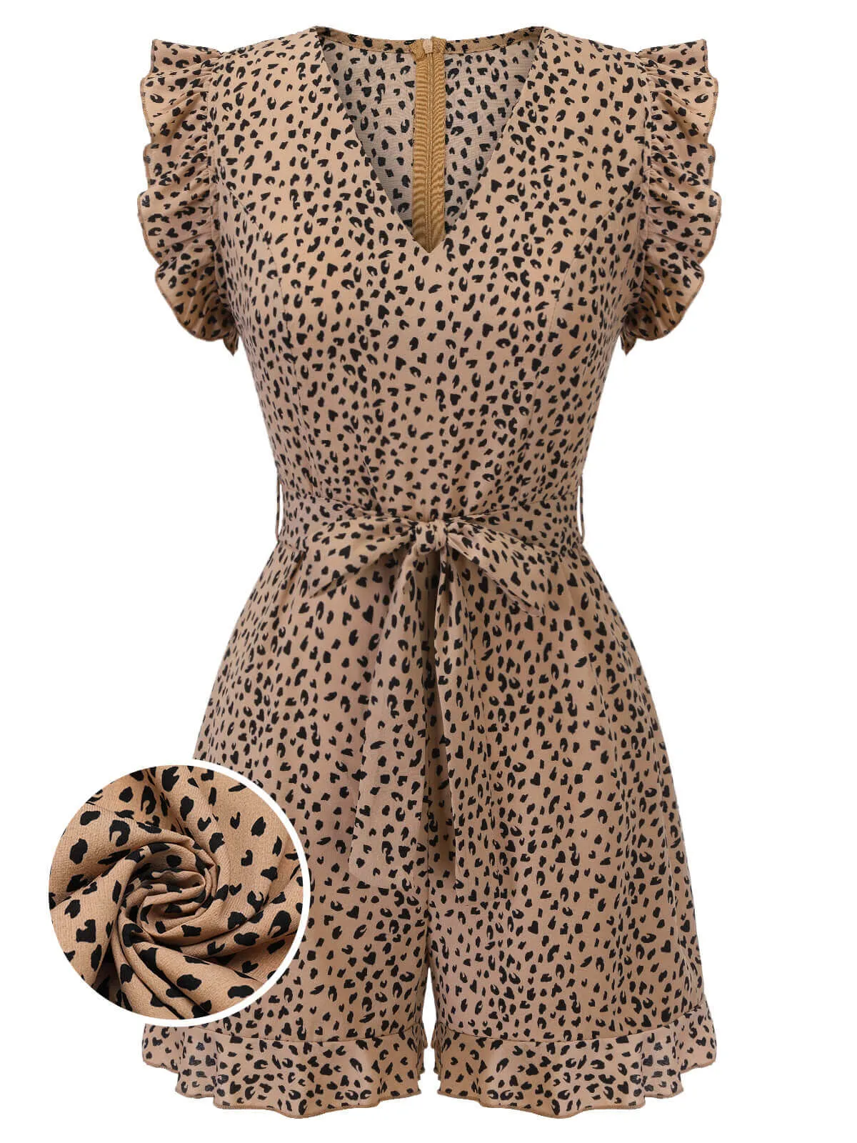 1930s Leopard Print Mullet Sleeves V-neck Romper sold by Retro Stage product image thumbnail 2