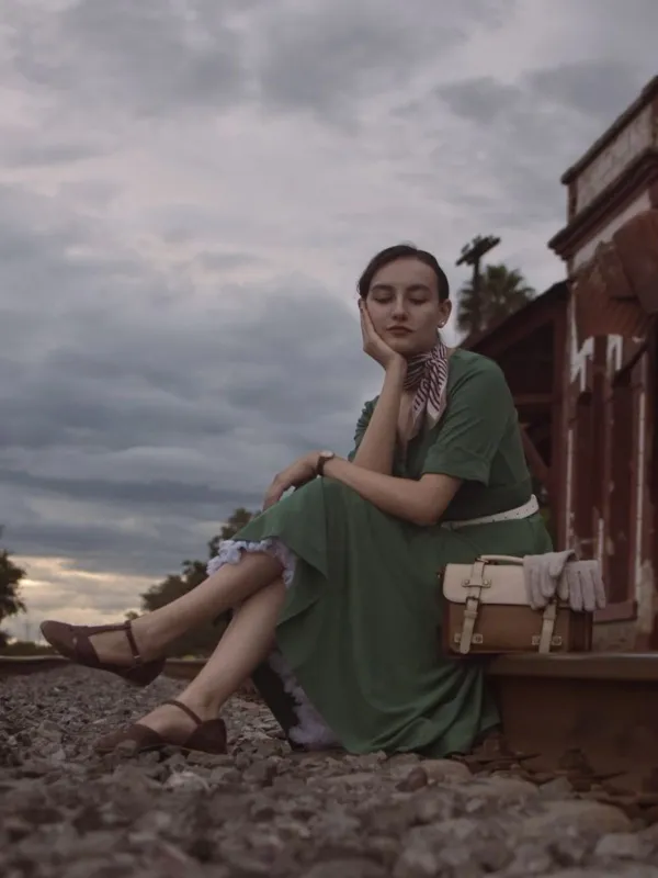 1950s Solid Sweetheart Fold Swing Dress sold by Retro Stage