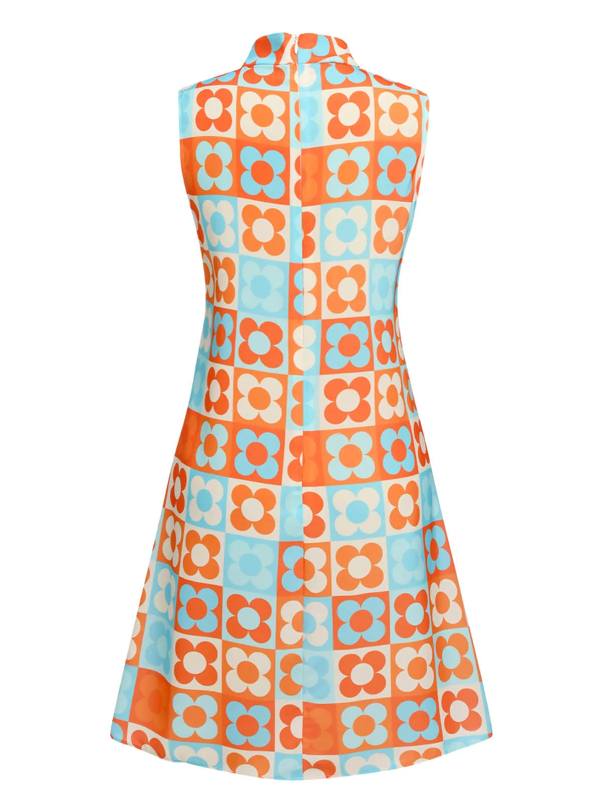 Orange & Blue 1960s Floral Stand Collar Dress sold by Retro Stage product image thumbnail 5