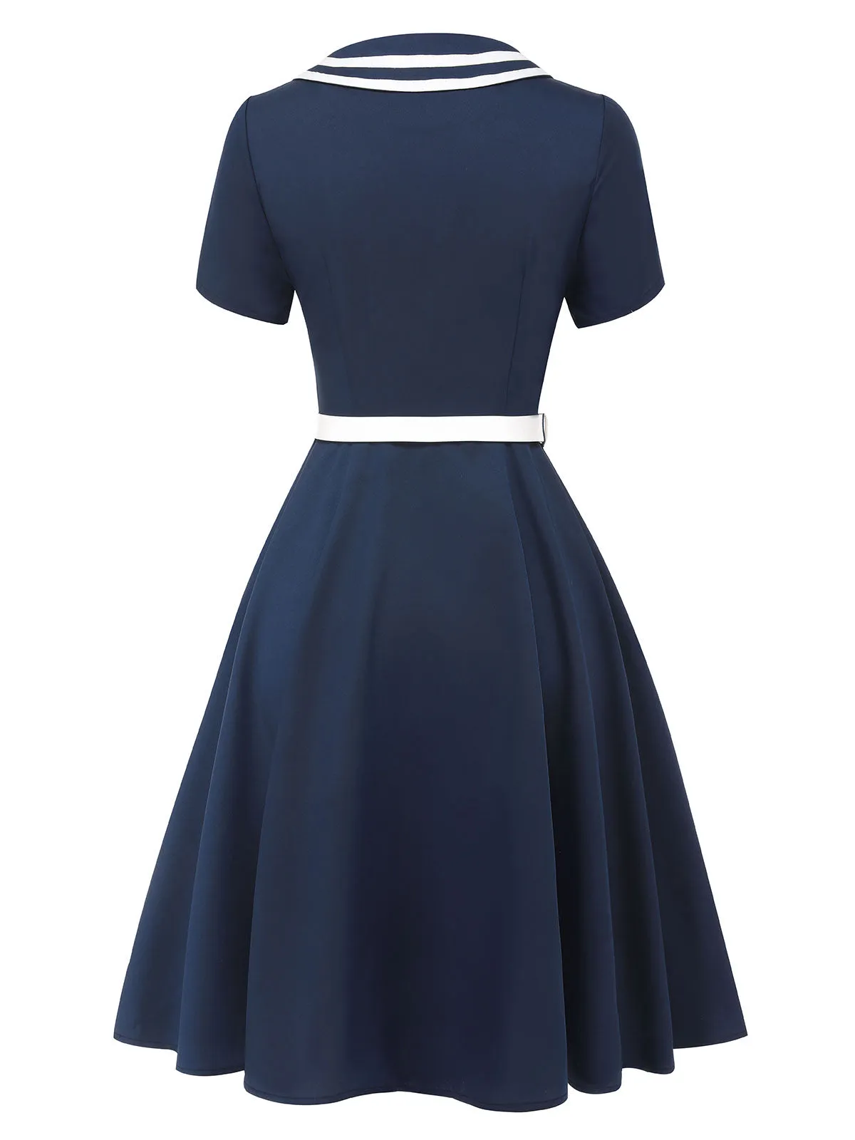 Dark Blue 1950s Sailor Style Double Breasted Dress sold by Retro Stage product image thumbnail 5