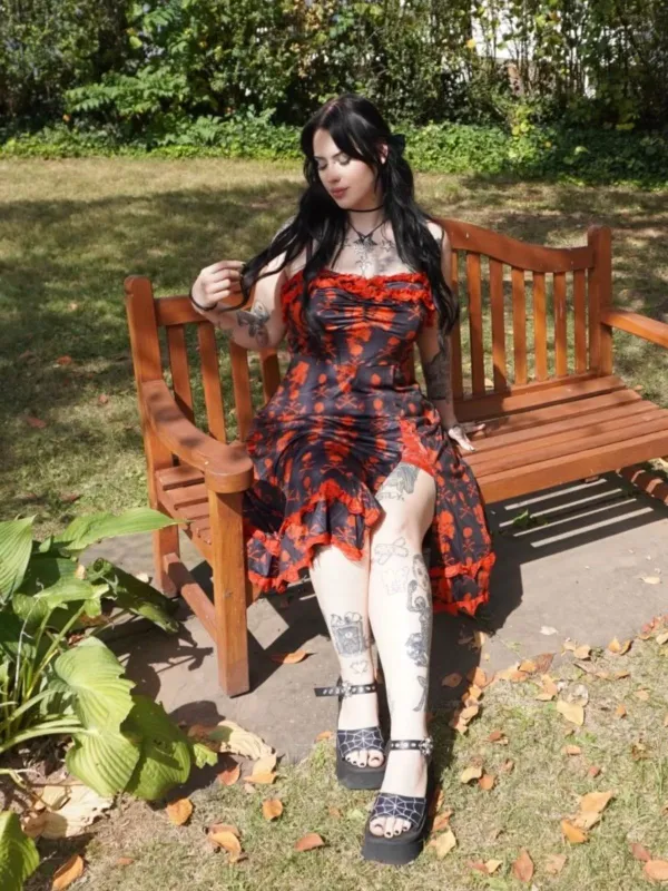 Black 1950s Skull Lace Strap Dress sold by Retro Stage