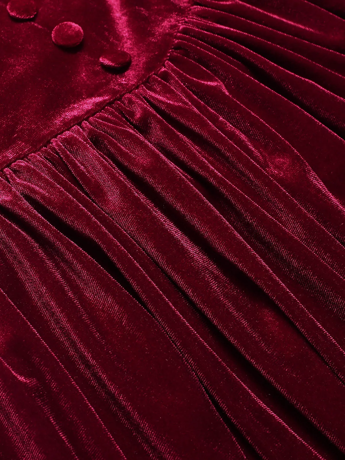 Wine Red 1940s Solid V-Neck Velvet Party Dress sold by Retro Stage product image thumbnail 5