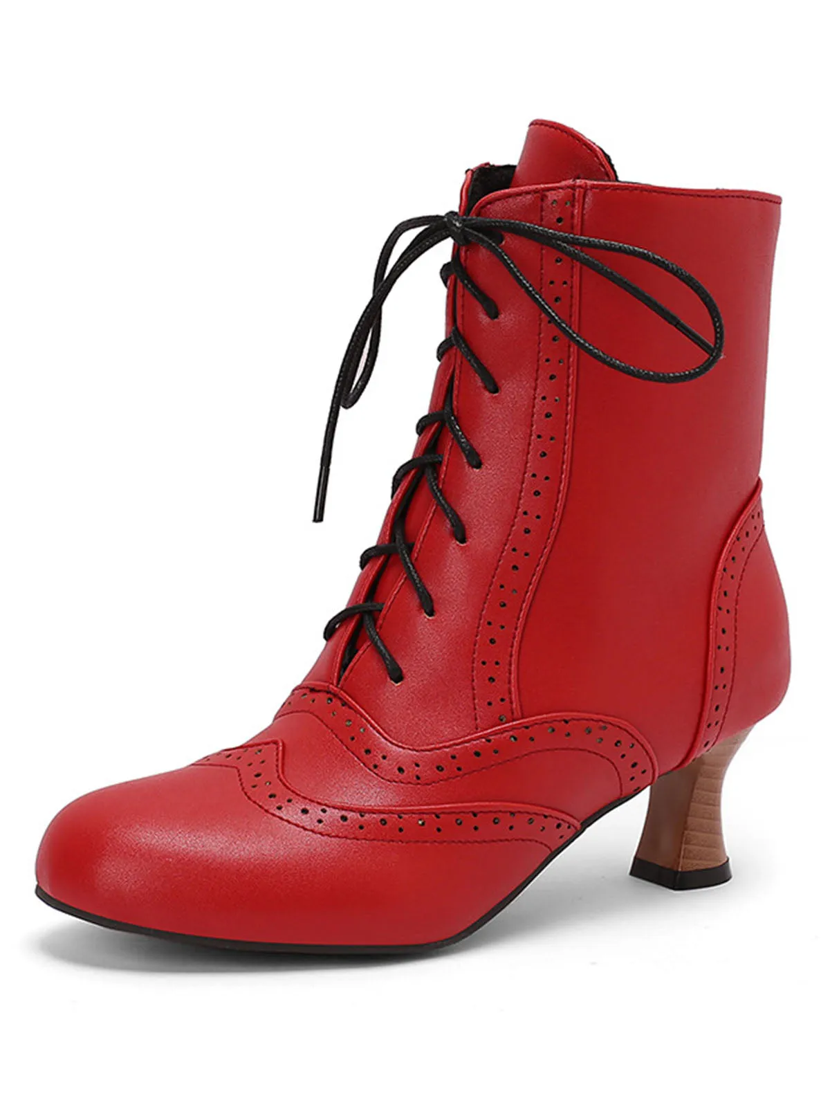 Vintage Leather Solid Kitten Heel Boots sold by Retro Stage product image thumbnail 3