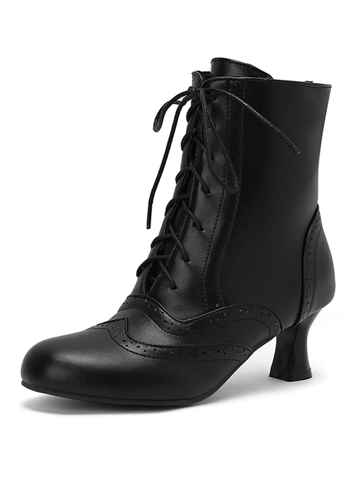 Vintage Leather Solid Kitten Heel Boots sold by Retro Stage product image thumbnail 4