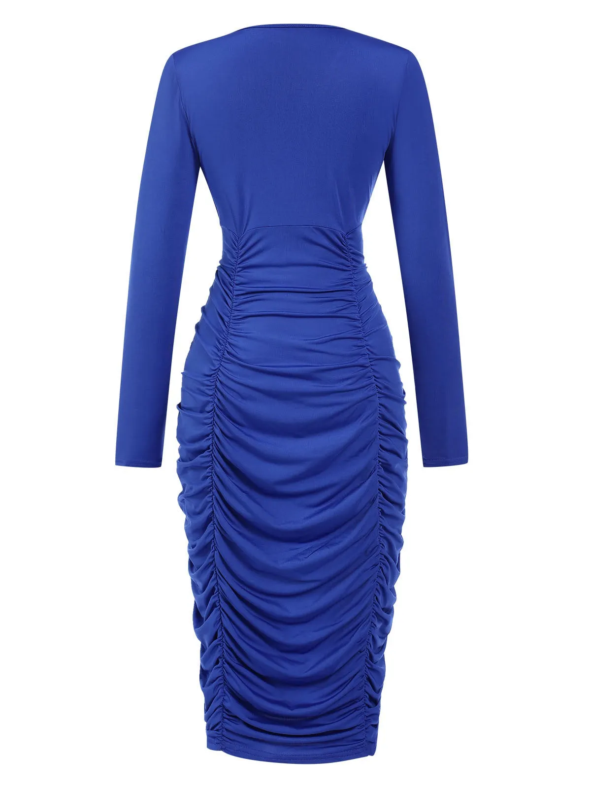 Royal Blue 1960s V-Neck Pleated Dress sold by Retro Stage product image thumbnail 2