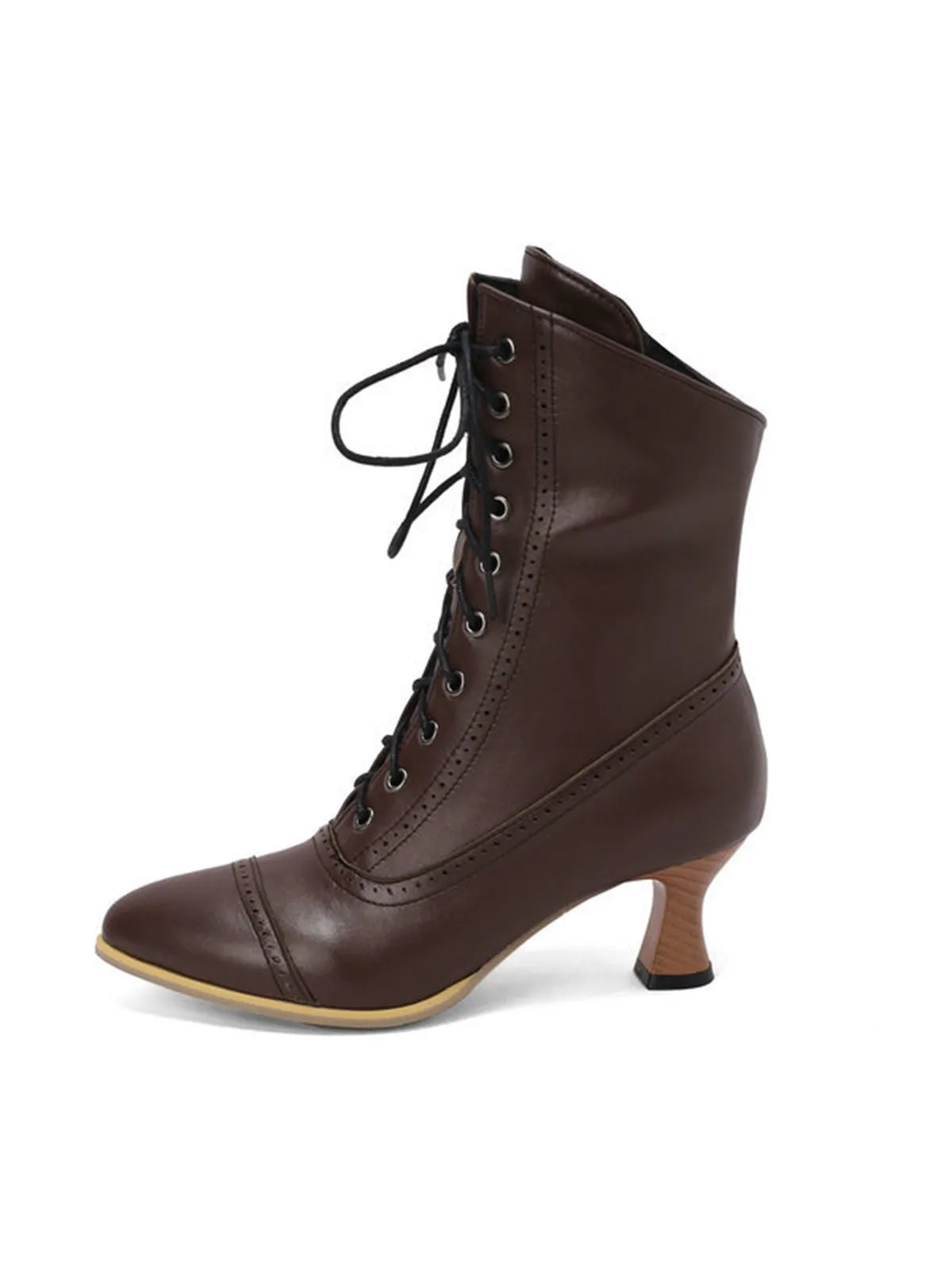 Vintage Leather Lace-up Kitten Heel Boots sold by Retro Stage product image thumbnail 2