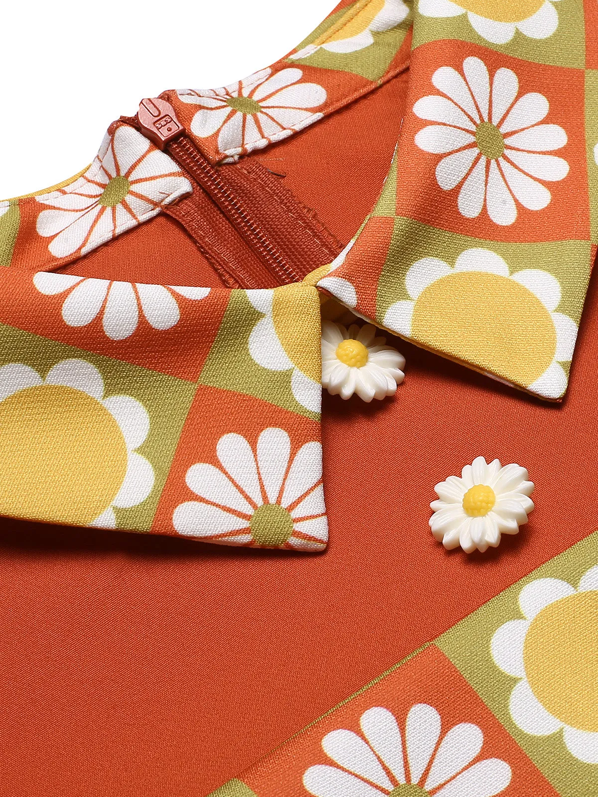 Multicolor 1960s Daisy Lapel Belt Dress sold by Retro Stage product image thumbnail 5