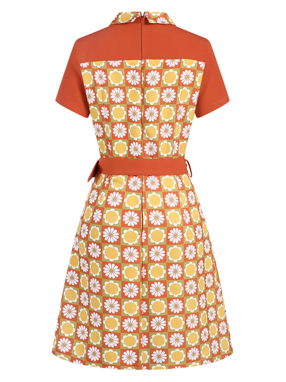 Multicolor 1960s Daisy Lapel Belt Dress sold by Retro Stage product image thumbnail 3