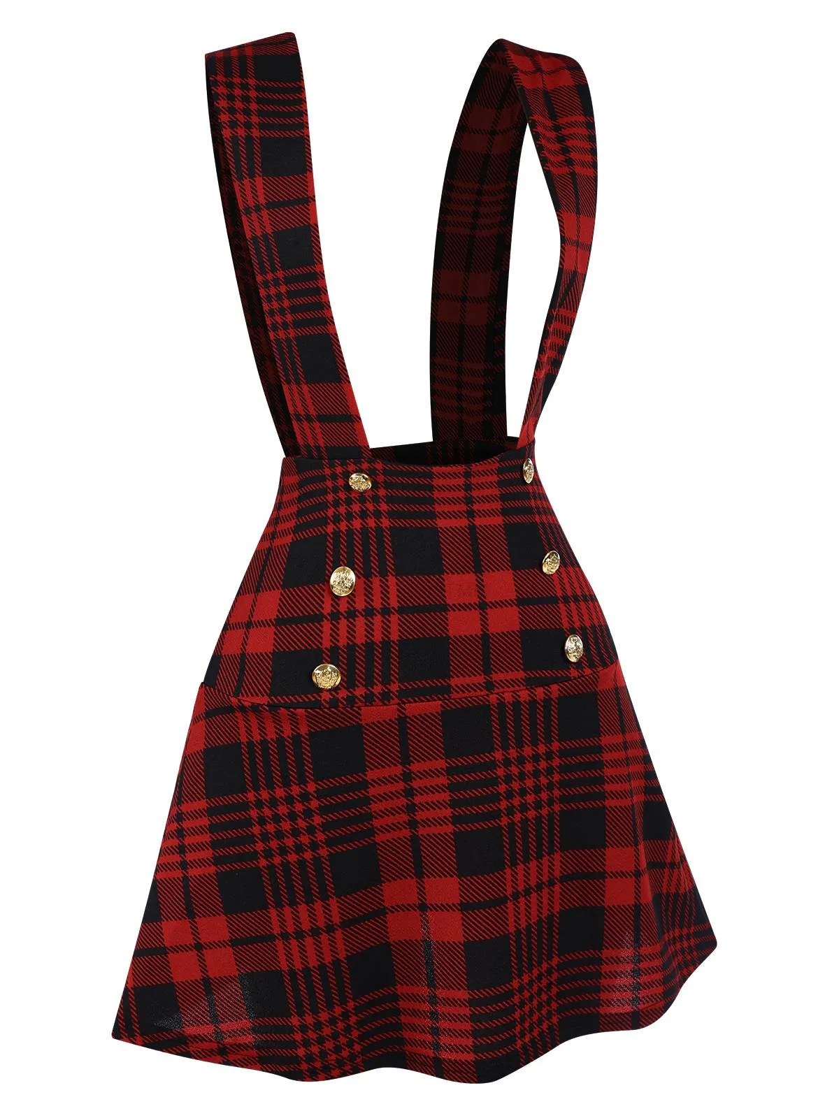 Red 1980s Scottish Plaid Overall skirt sold by Retro Stage product image thumbnail 3