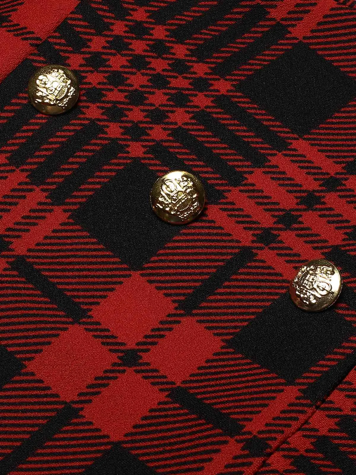 Red 1980s Scottish Plaid Overall skirt sold by Retro Stage product image thumbnail 4