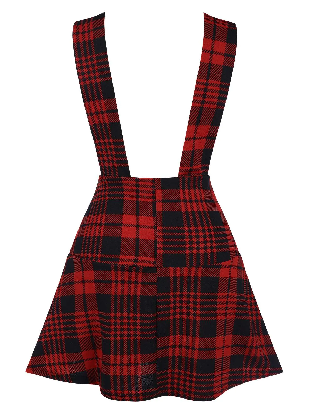 Red 1980s Scottish Plaid Overall skirt sold by Retro Stage product image thumbnail 2