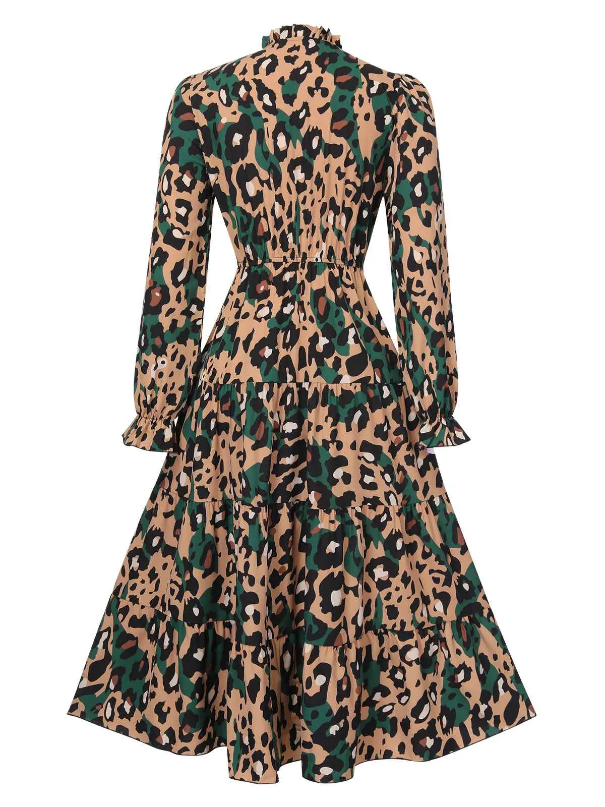 Multicolor 1940s Leopard V-Neck Layered Dress sold by Retro Stage product image thumbnail 3