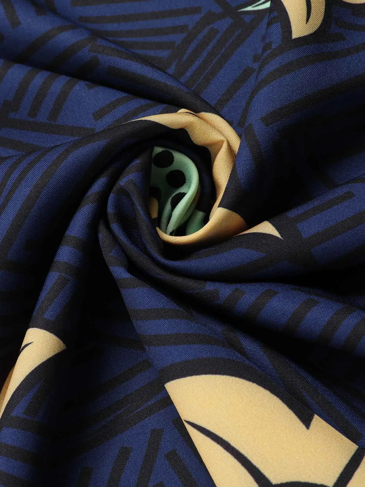 Dark Blue 1940s Lapel Cartoon Floral Dress sold by Retro Stage product image thumbnail 5