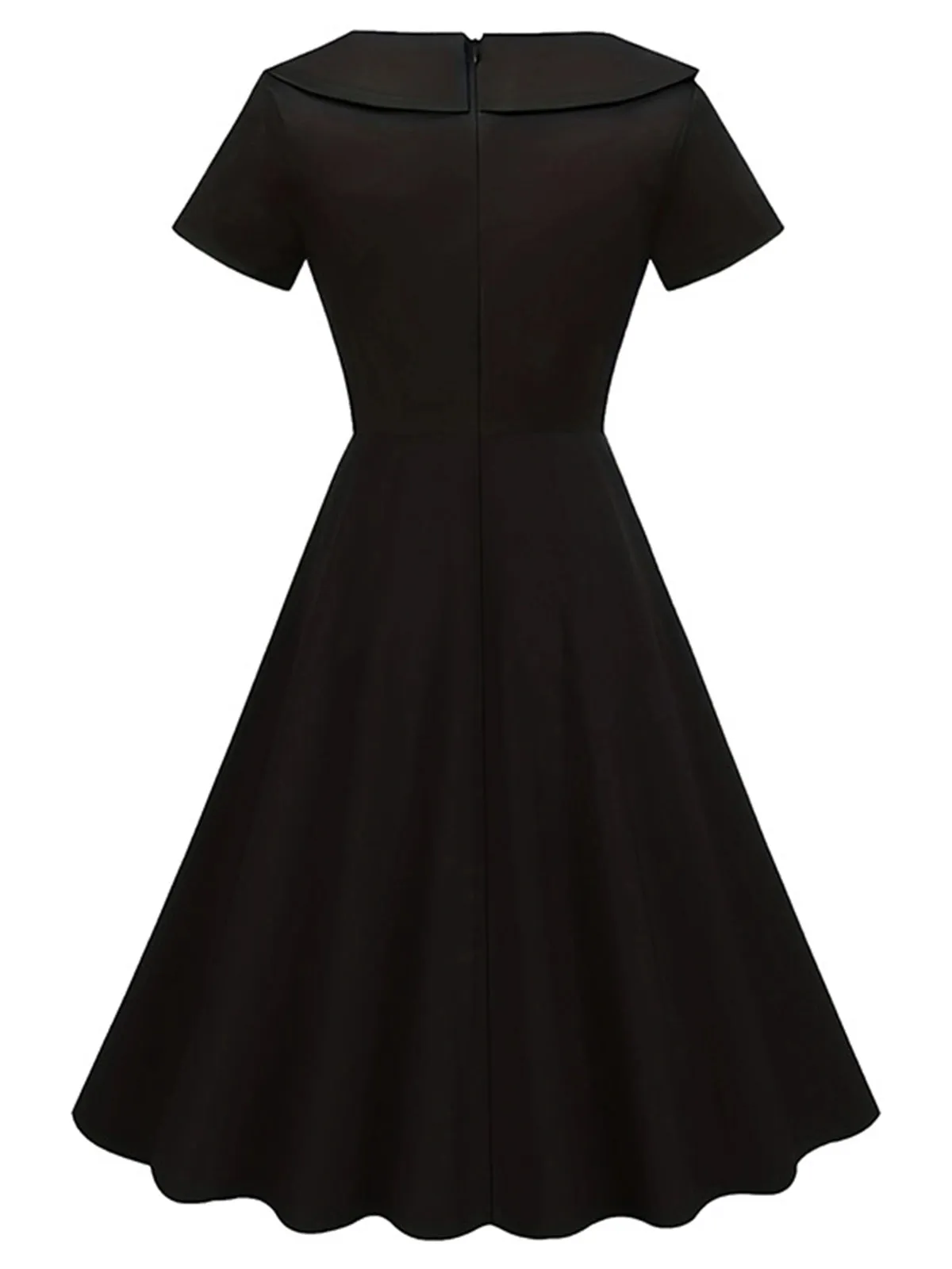 Black 1940s Solid Buttoned Lapel Dress sold by Retro Stage product image thumbnail 2