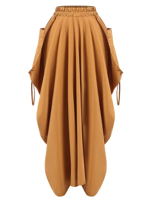 Medium Yellow 1960s Solid Drawstring Waist Skirt sold by Retro Stage