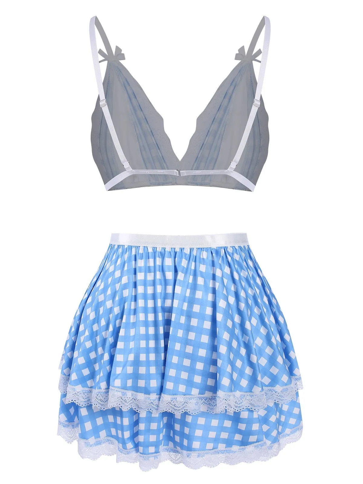 Blue 1950s Pin Check Straps Pajama sold by Retro Stage product image thumbnail 3