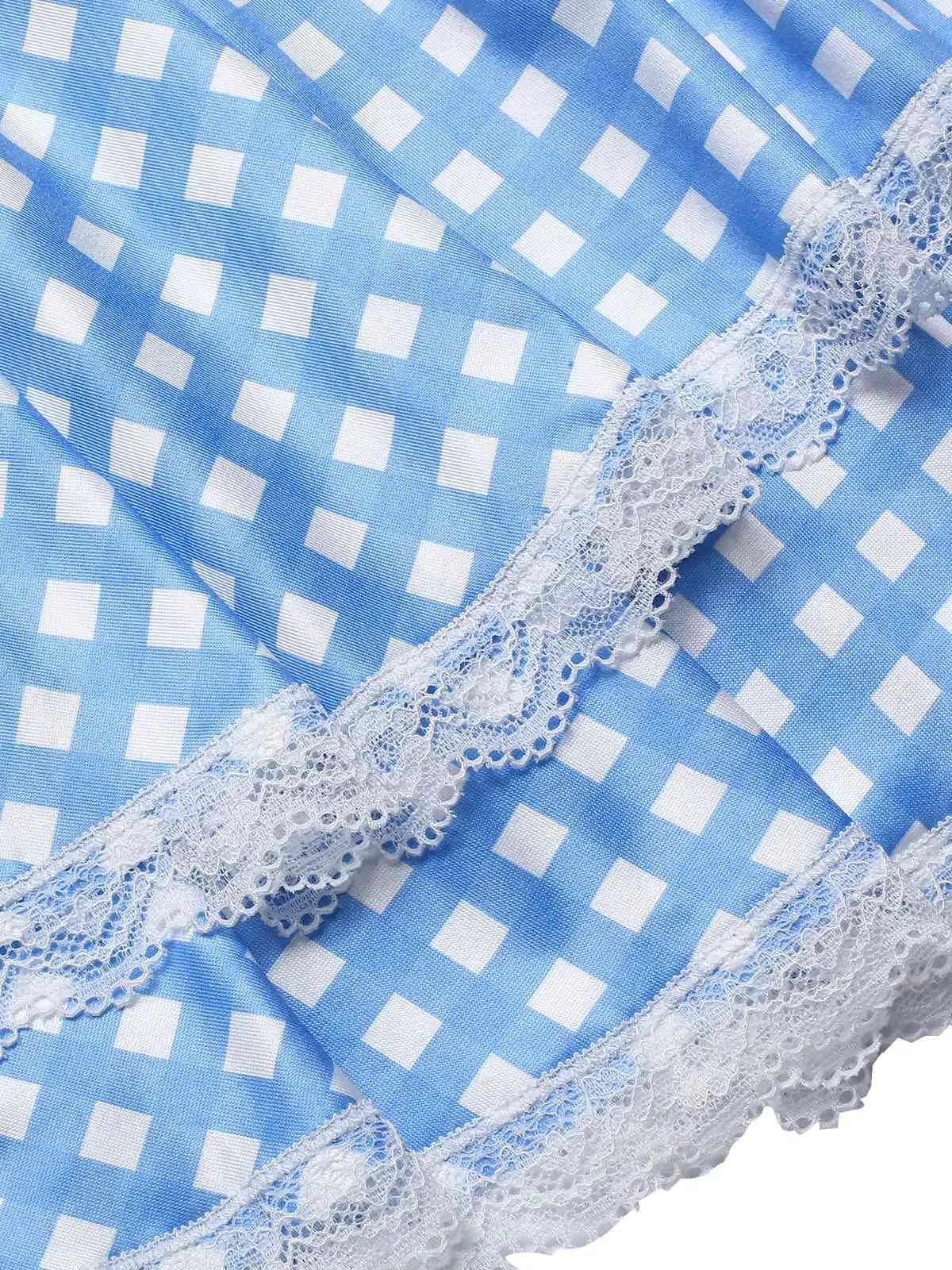 Blue 1950s Pin Check Straps Pajama sold by Retro Stage product image thumbnail 4