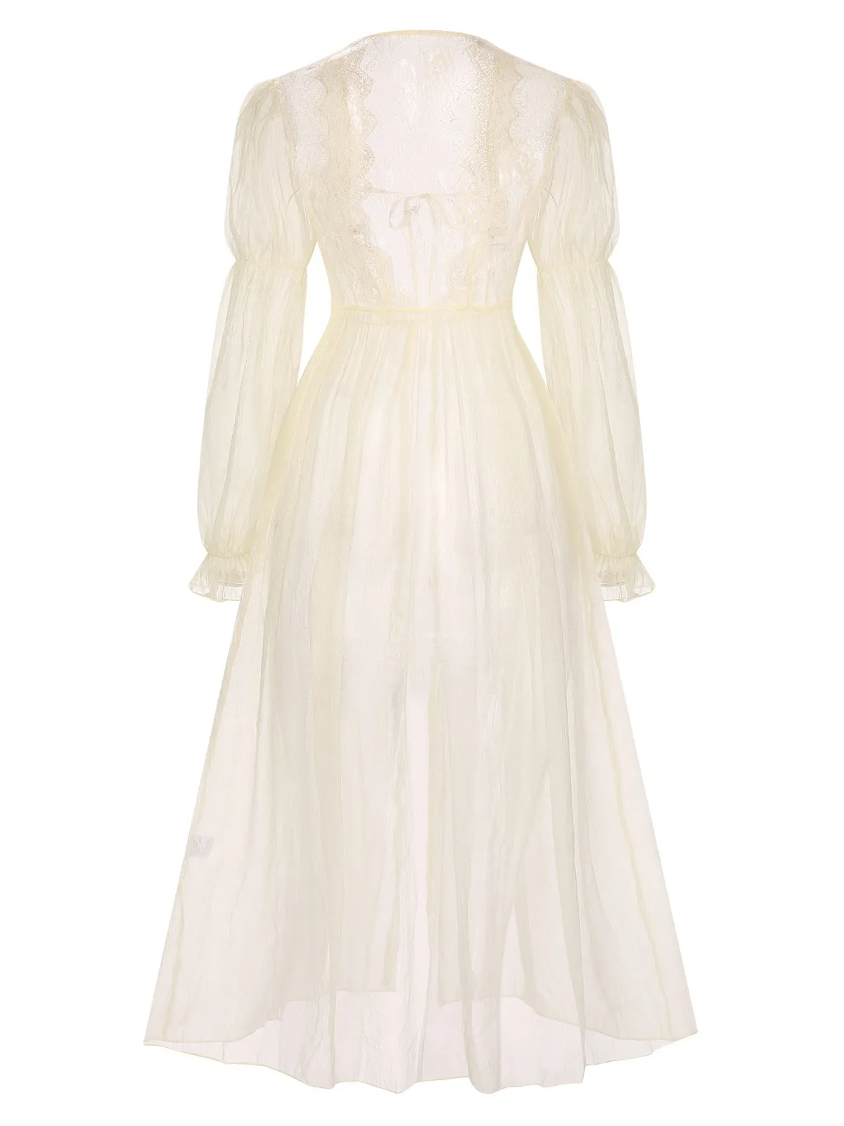 Apricot 1950s Royal Style Lace Trimmed Robe sold by Retro Stage product image thumbnail 2