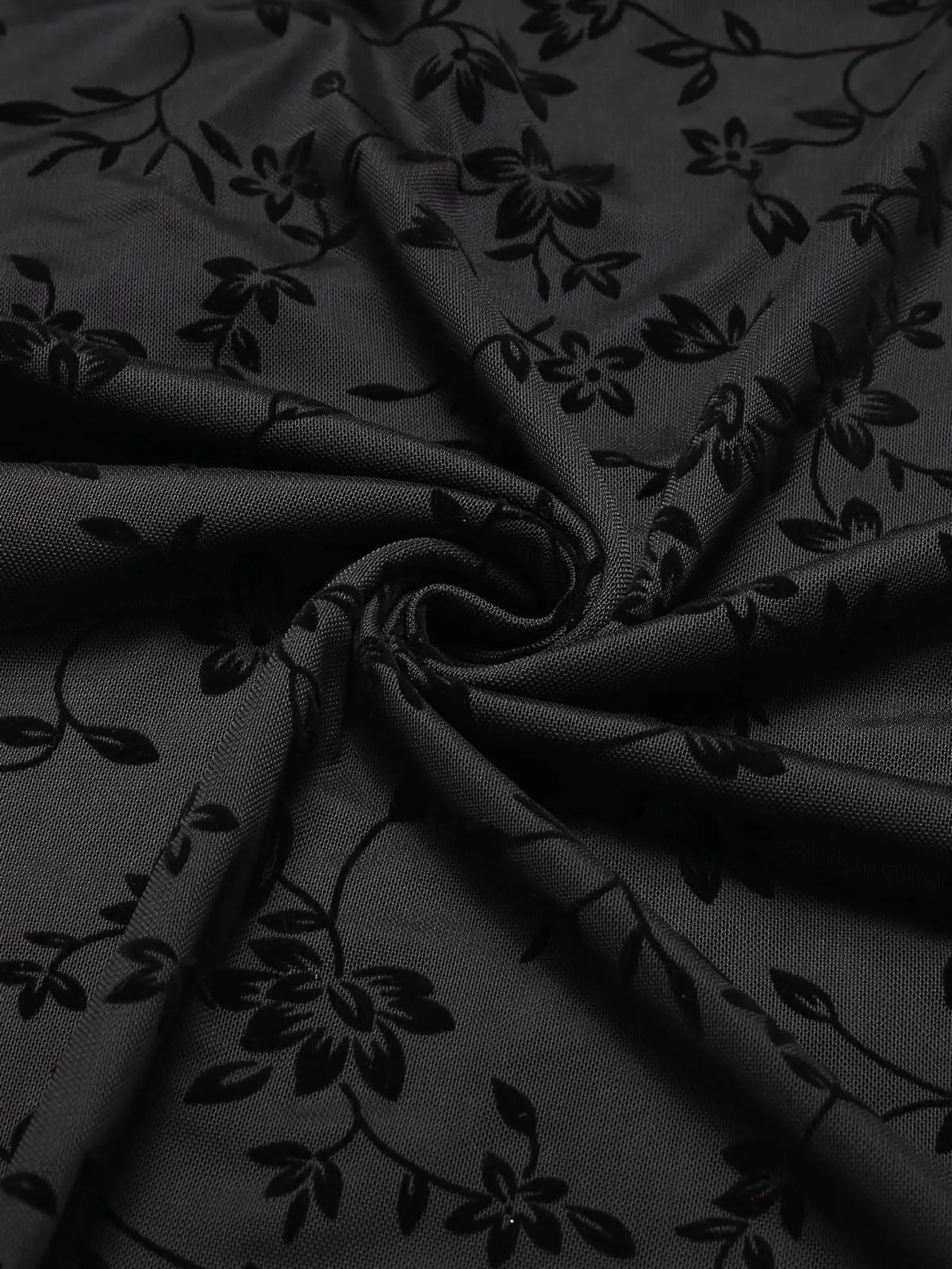 Black 1930s Floral Mesh Mermaid Skirt sold by Retro Stage product image thumbnail 4