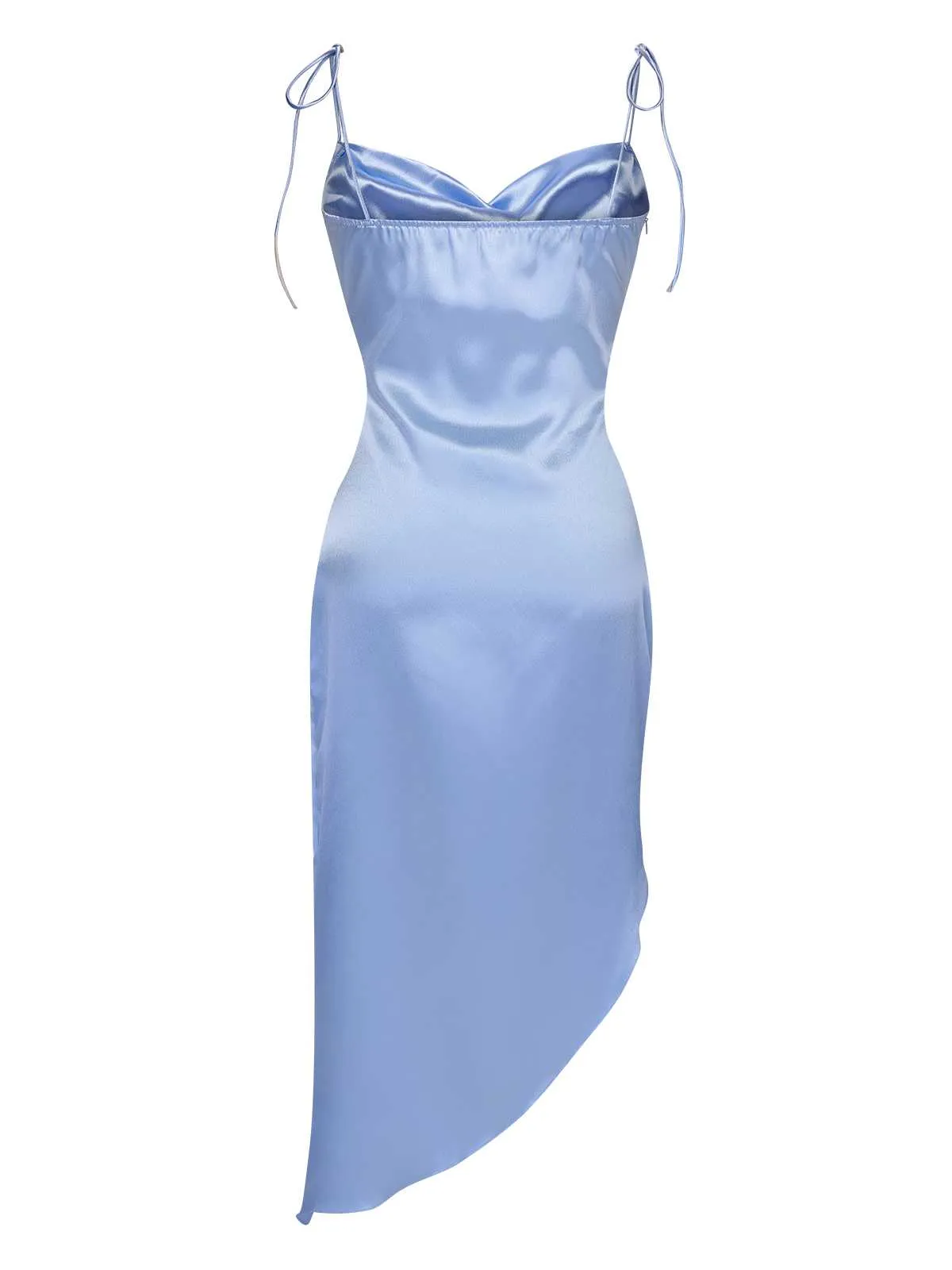 Blue 1960s Spaghetti Strap Irregular Hem Satin Dress sold by Retro Stage product image thumbnail 3
