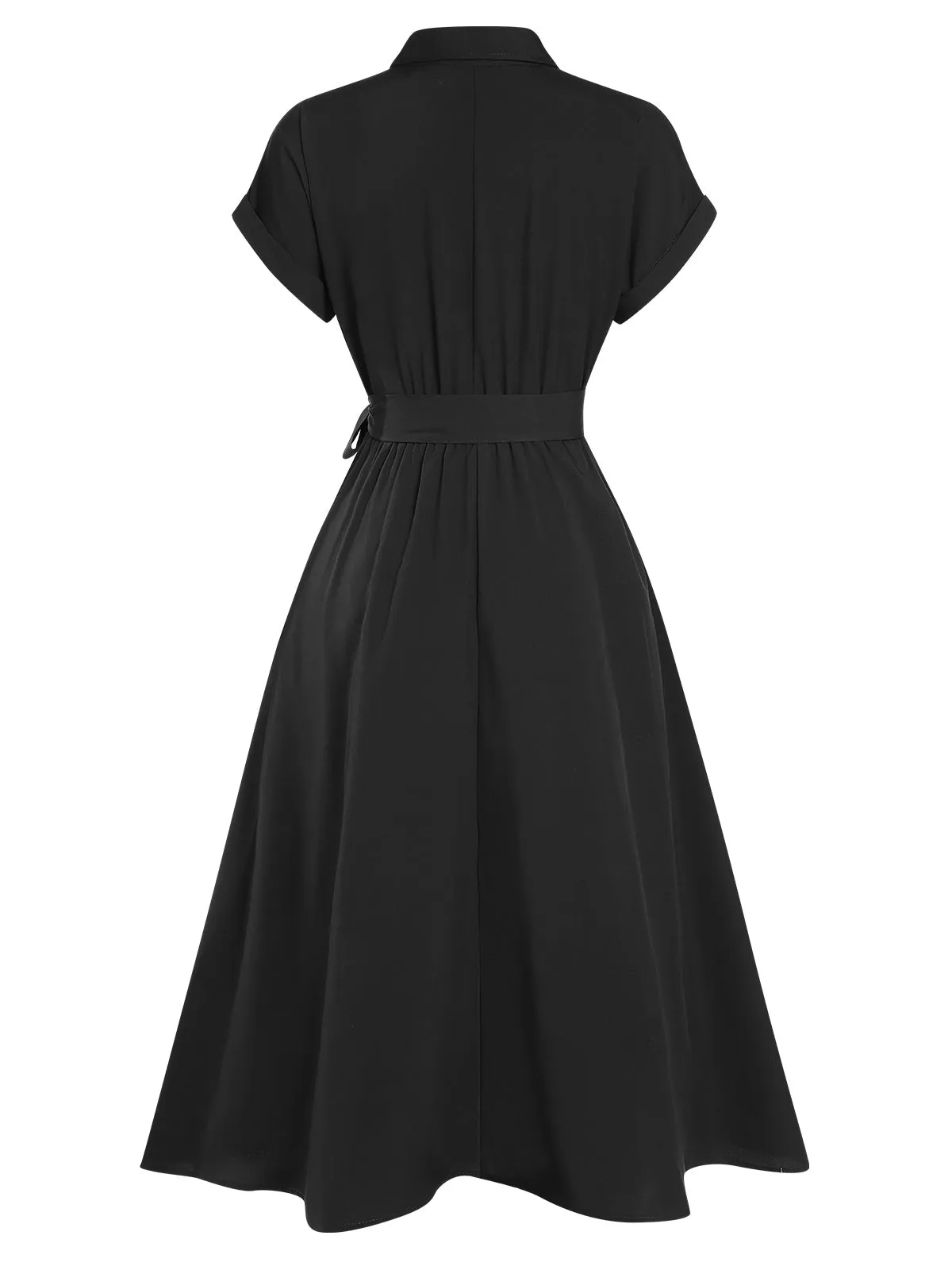 1940s Solid Cap Sleeves Buttoned Shirt Dress sold by Retro Stage product image thumbnail 3