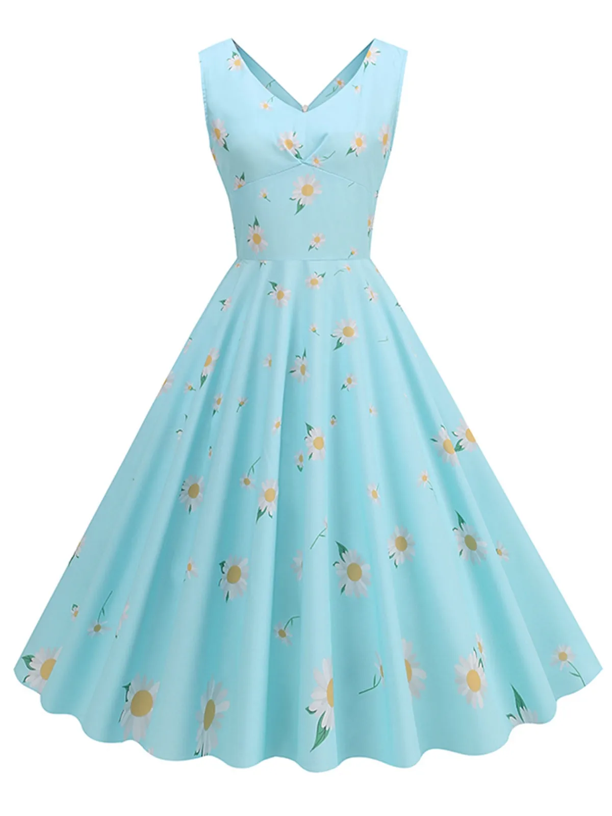 1950s Daisy & Strawberry Print Sleeveless Dress sold by Retro Stage product image thumbnail 4