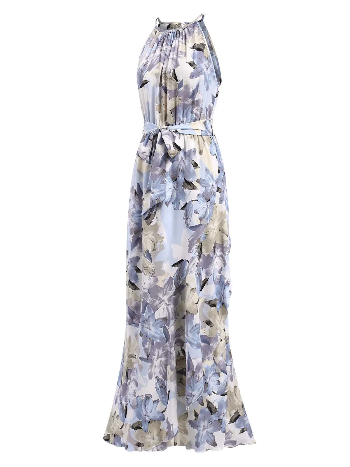 1930s Round Neck Floral Irregular Hem Belted Dress sold by Retro Stage product image thumbnail 4