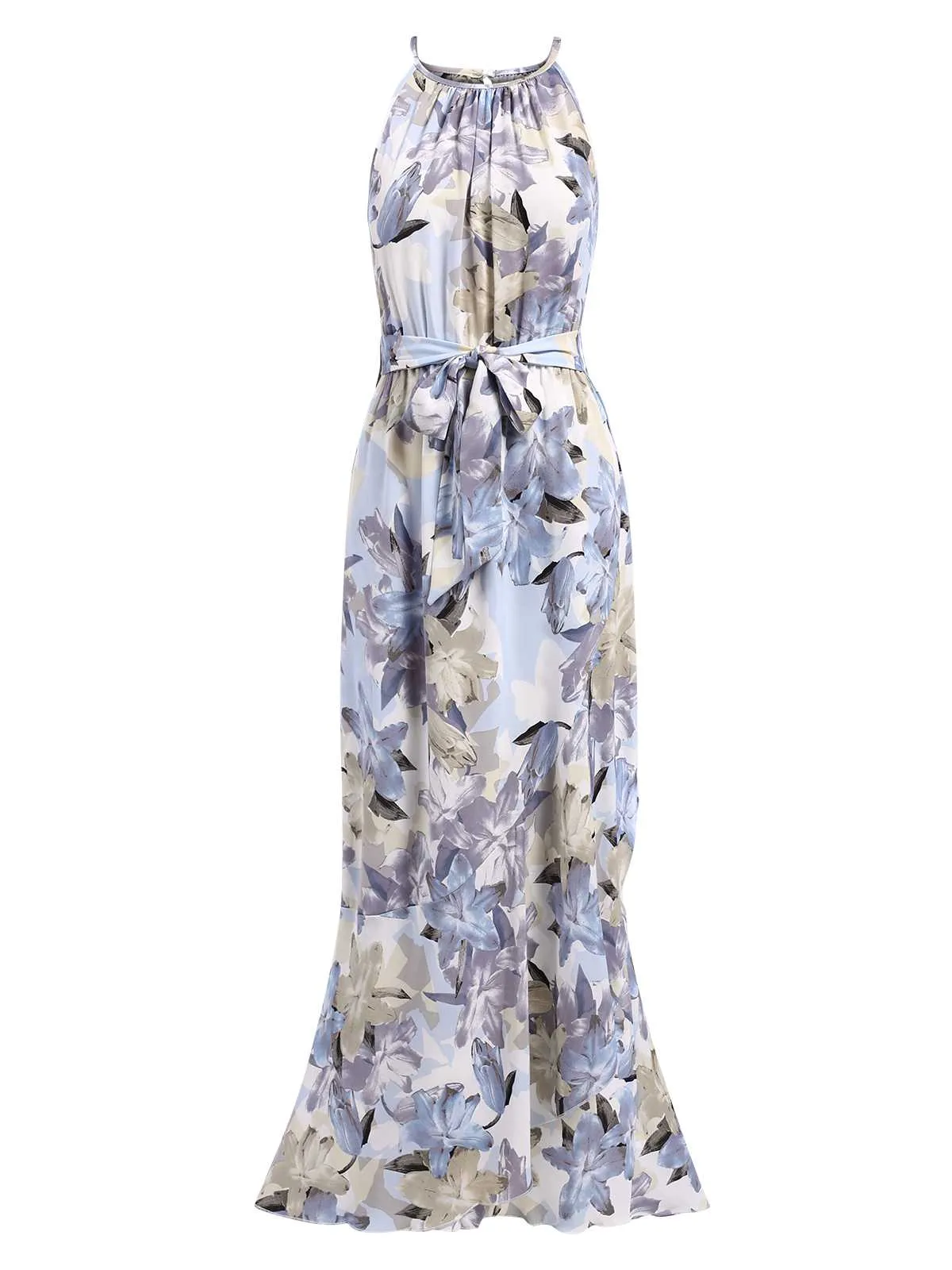 1930s Round Neck Floral Irregular Hem Belted Dress sold by Retro Stage product image thumbnail 2