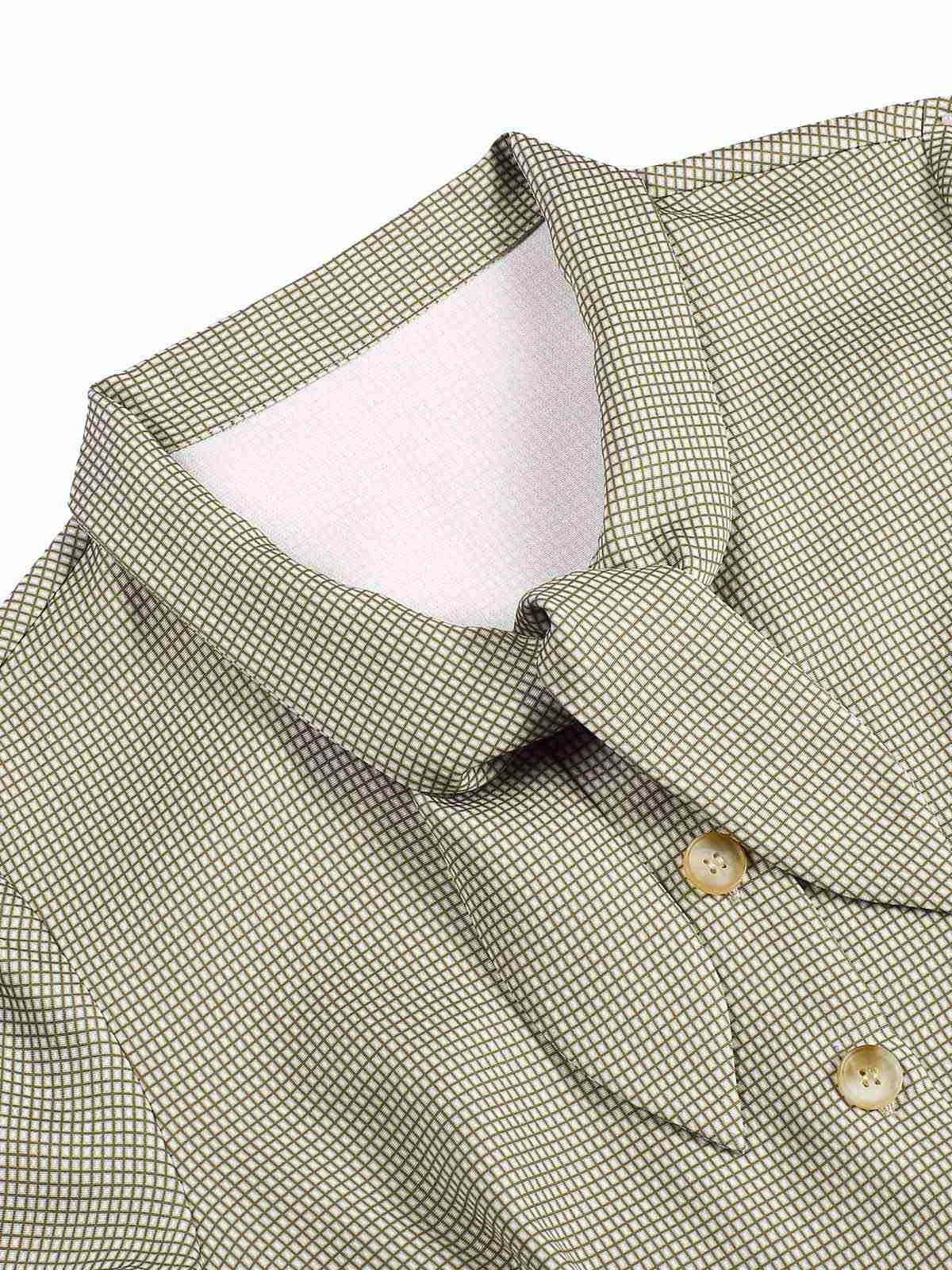 Brown 1940s Small Windowpane Plaid Dress sold by Retro Stage product image thumbnail 5