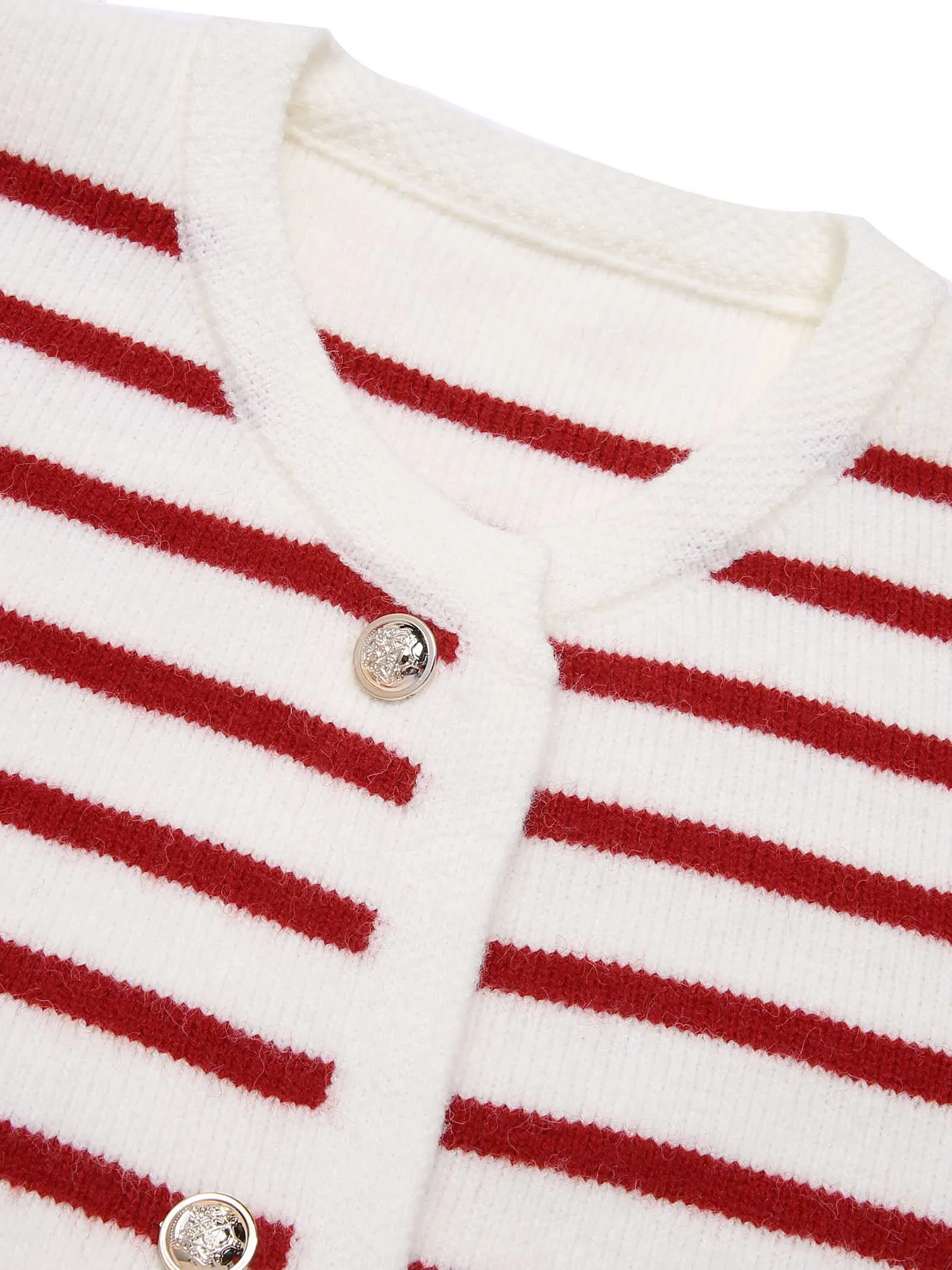 1930s Contrast Striped Long Sleeve Knitted Cardigan sold by Retro Stage product image thumbnail 5
