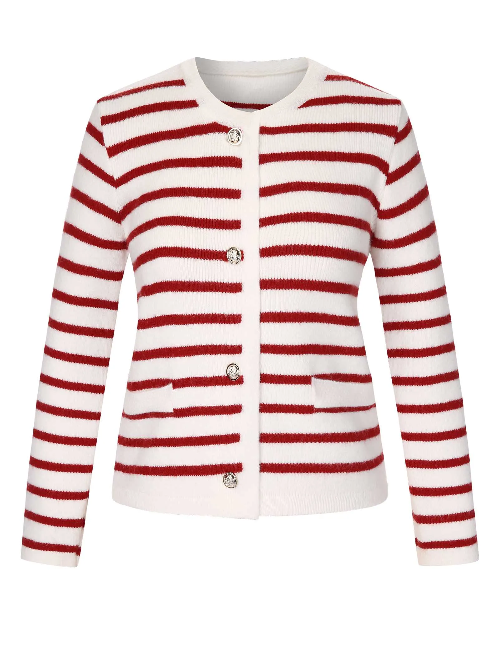 1930s Contrast Striped Long Sleeve Knitted Cardigan sold by Retro Stage product image thumbnail 2