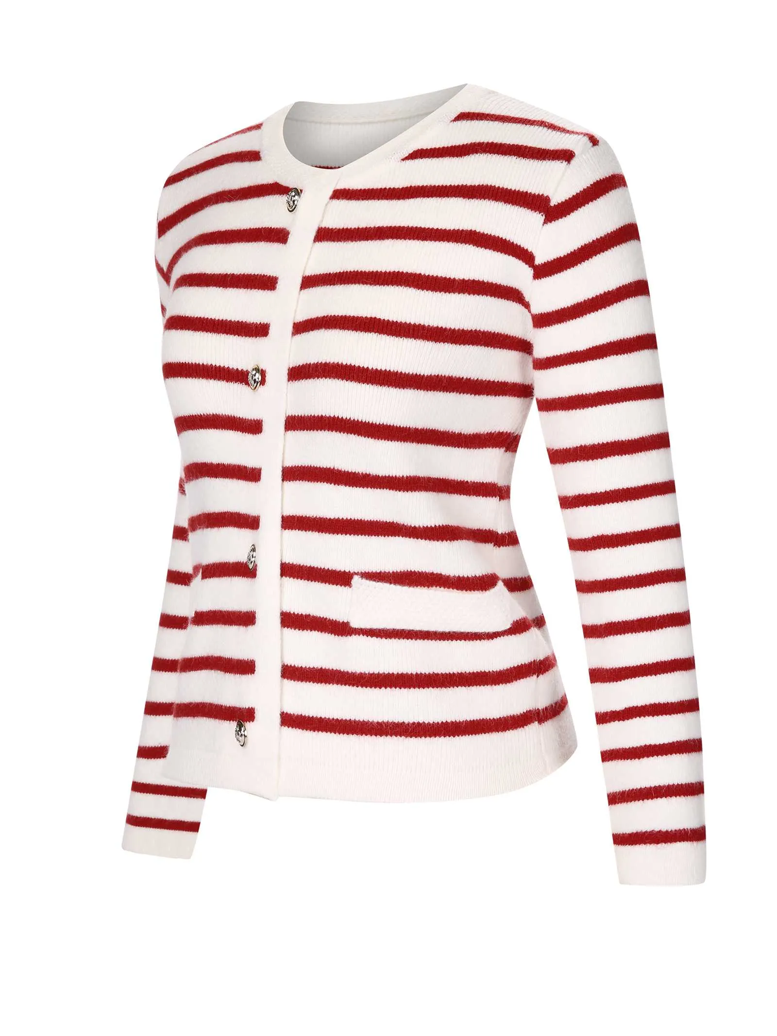 1930s Contrast Striped Long Sleeve Knitted Cardigan sold by Retro Stage product image thumbnail 4