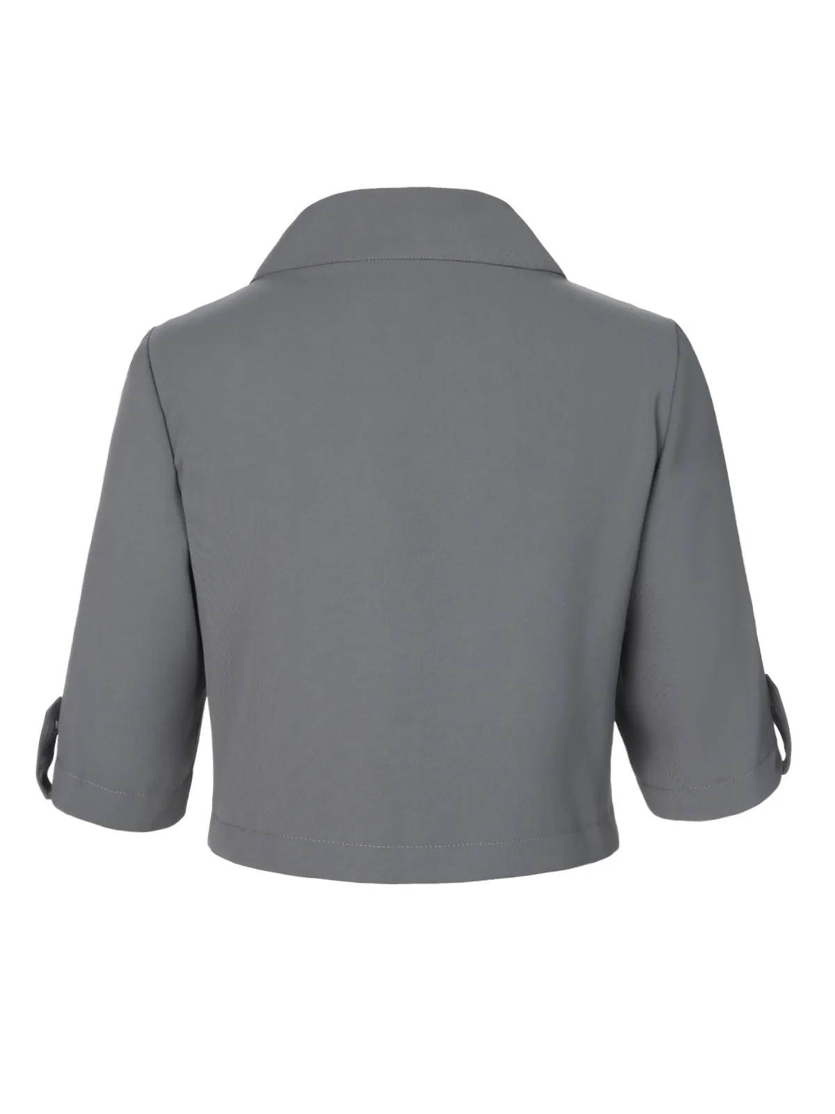 Light Grey 1950s Stand Collar Button Short Coat sold by Retro Stage product image thumbnail 4