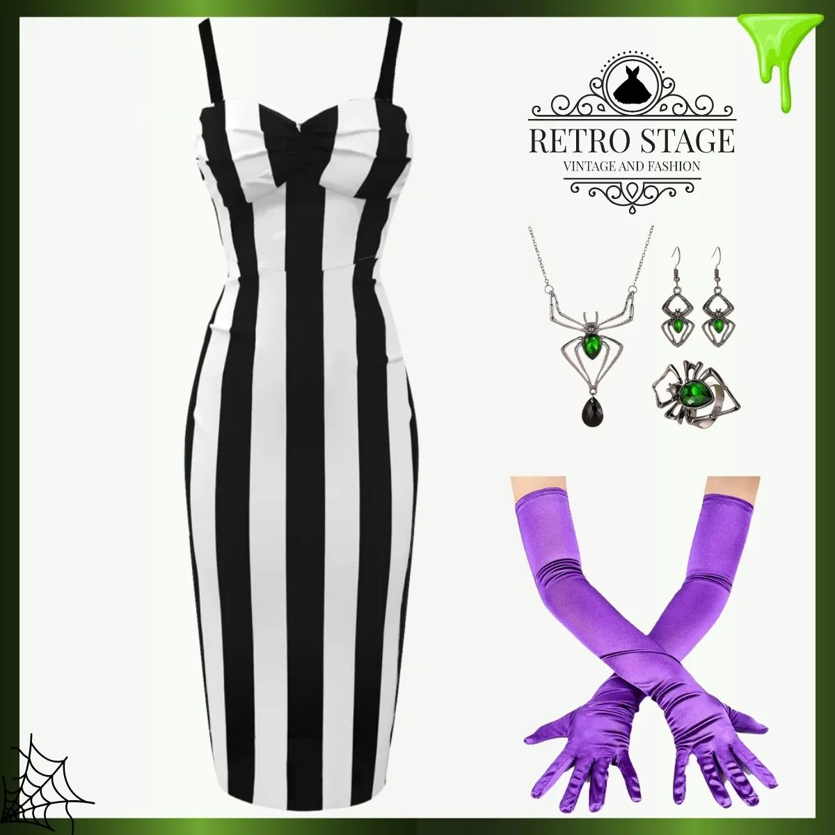 Black 1960s Vertical Stripe Straps Pencil Dress sold by Retro Stage